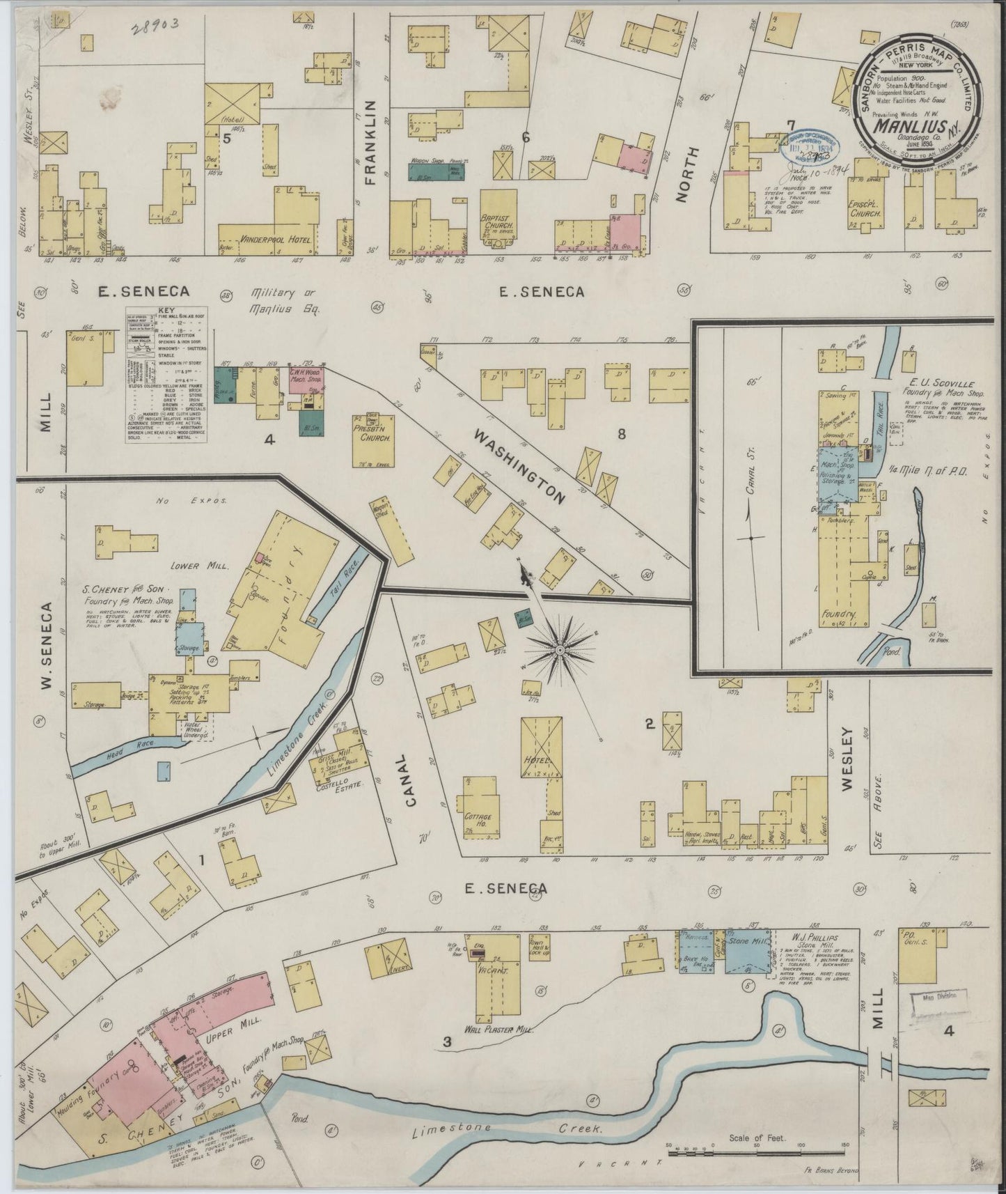 Sanborn Fire Insurance Map from Manlius, Onondaga County, New York. (1894) – Historic Sanborn Fire Insurance Map Print