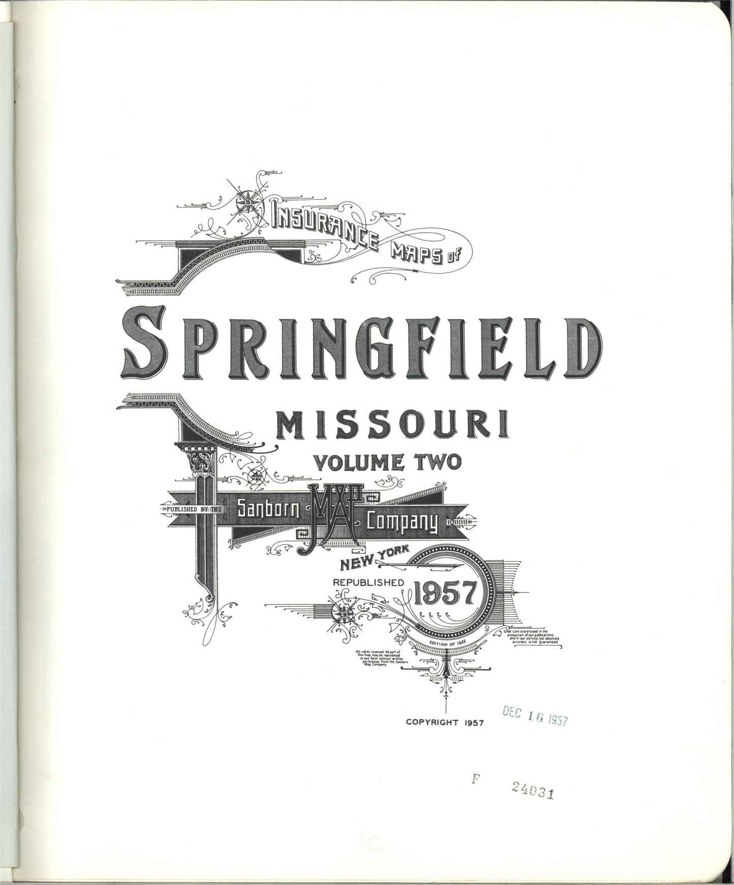 Sanborn Fire Insurance Map from Springfield, Greene County, Missouri (1957), Sheet #0001 - Complete Map Set gallery image, historic Sanborn map, vintage wall art, Missouri Missouri