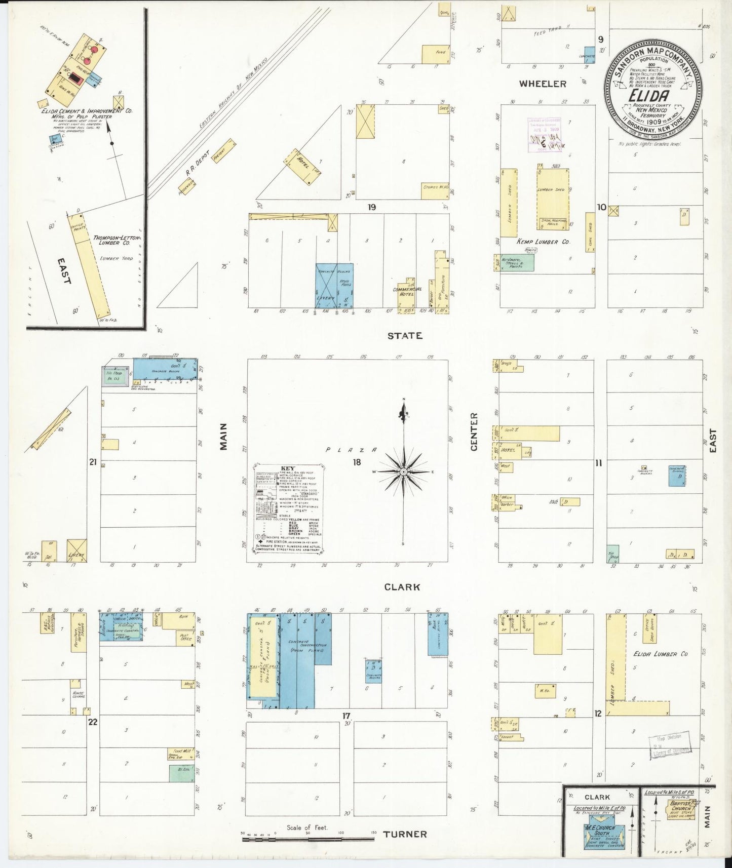 Sanborn Fire Insurance Map from Elida, Roosevelt County, New Mexico (1909), Sheet #0001 - Historic Sanborn Fire Insurance Map Print, vintage old map wall art, antique decor, genealogy gift, New Mexico New Mexico map