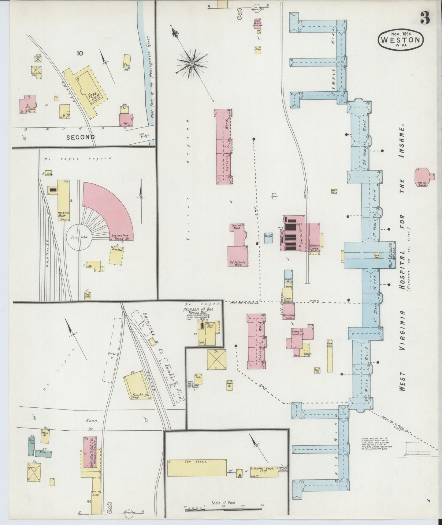 Sanborn Fire Insurance Map from Weston, Lewis County, West Virginia (1894), Sheet #0003 - Complete Map Set gallery image, historic Sanborn map, vintage wall art, West Virginia West Virginia