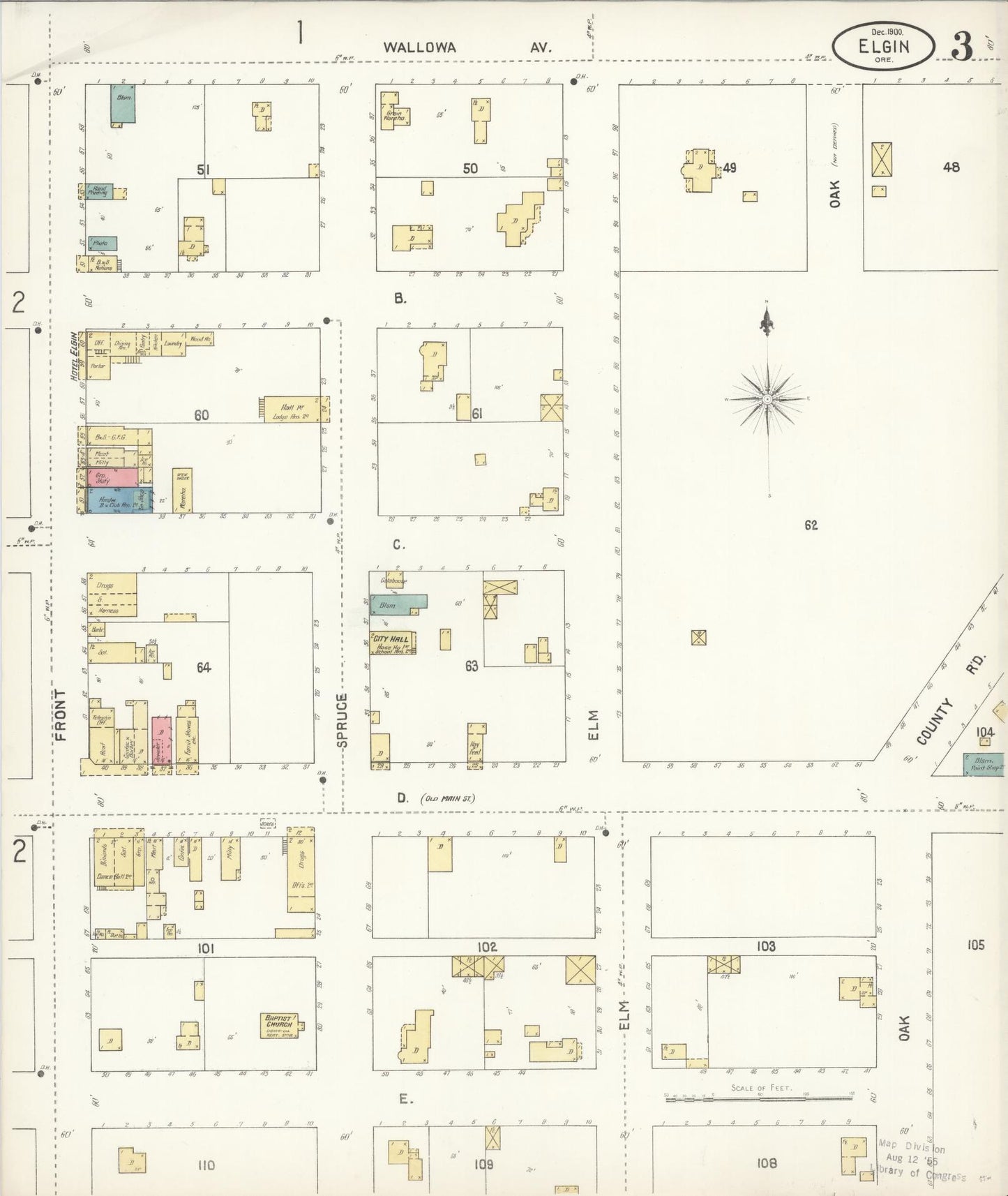 Sanborn Fire Insurance Map from Elgin, Union County, Oregon (1900), Sheet #0003 - Complete Map Set gallery image, historic Sanborn map, vintage wall art, Oregon Oregon