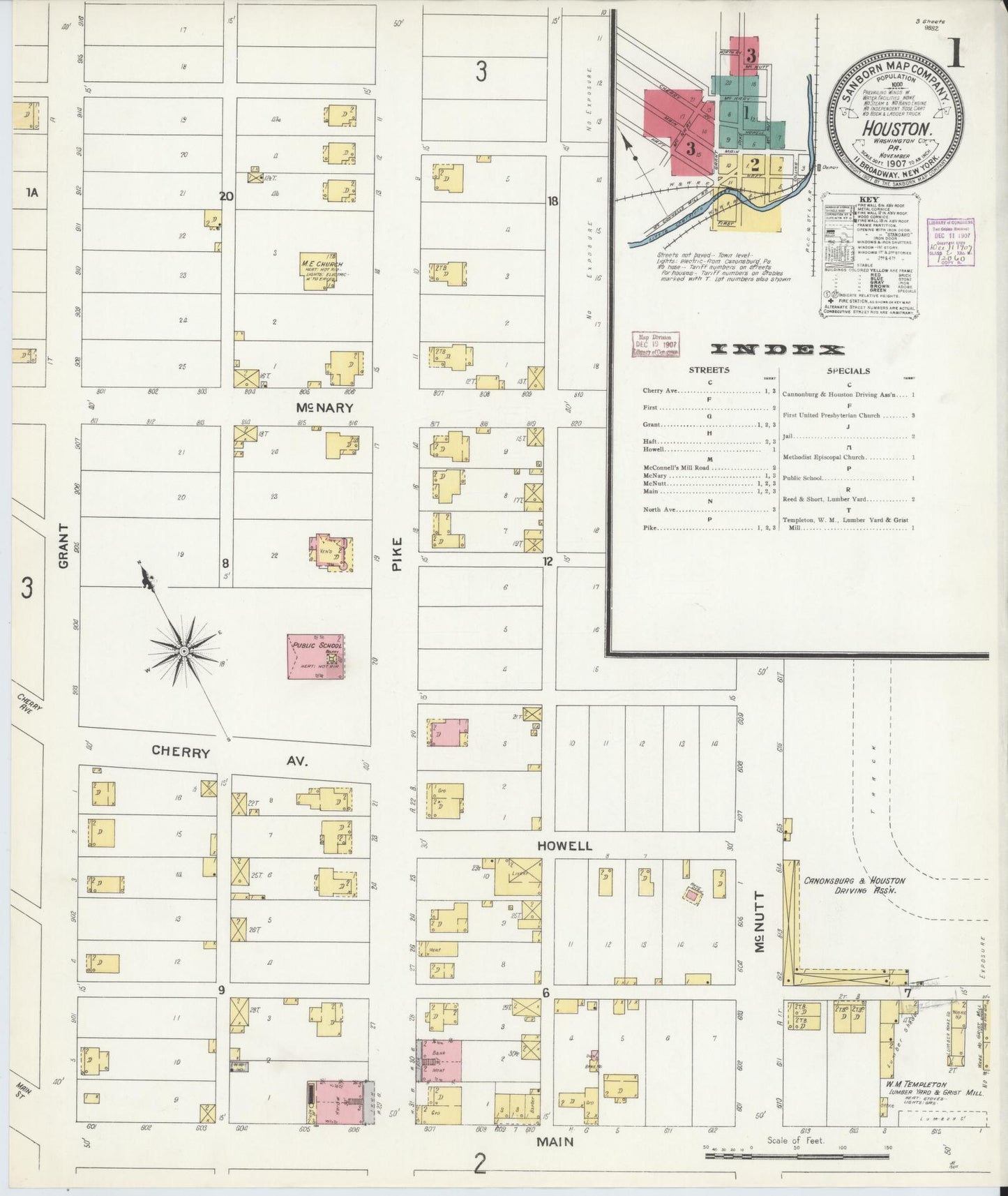Sanborn Fire Insurance Map from Houston, Washington County, Pennsylvania. (1907) – Historic Sanborn Fire Insurance Map Print