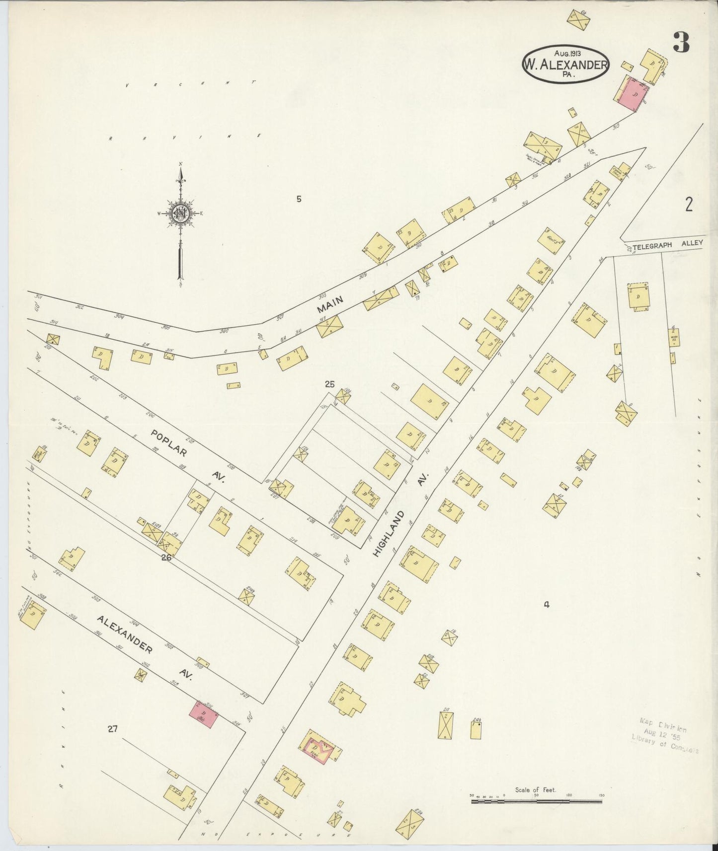 Sanborn Fire Insurance Map from West Alexander, Washington County, Pennsylvania (1913), Sheet #0003 - Complete Map Set gallery image, historic Sanborn map, vintage wall art, Pennsylvania Pennsylvania