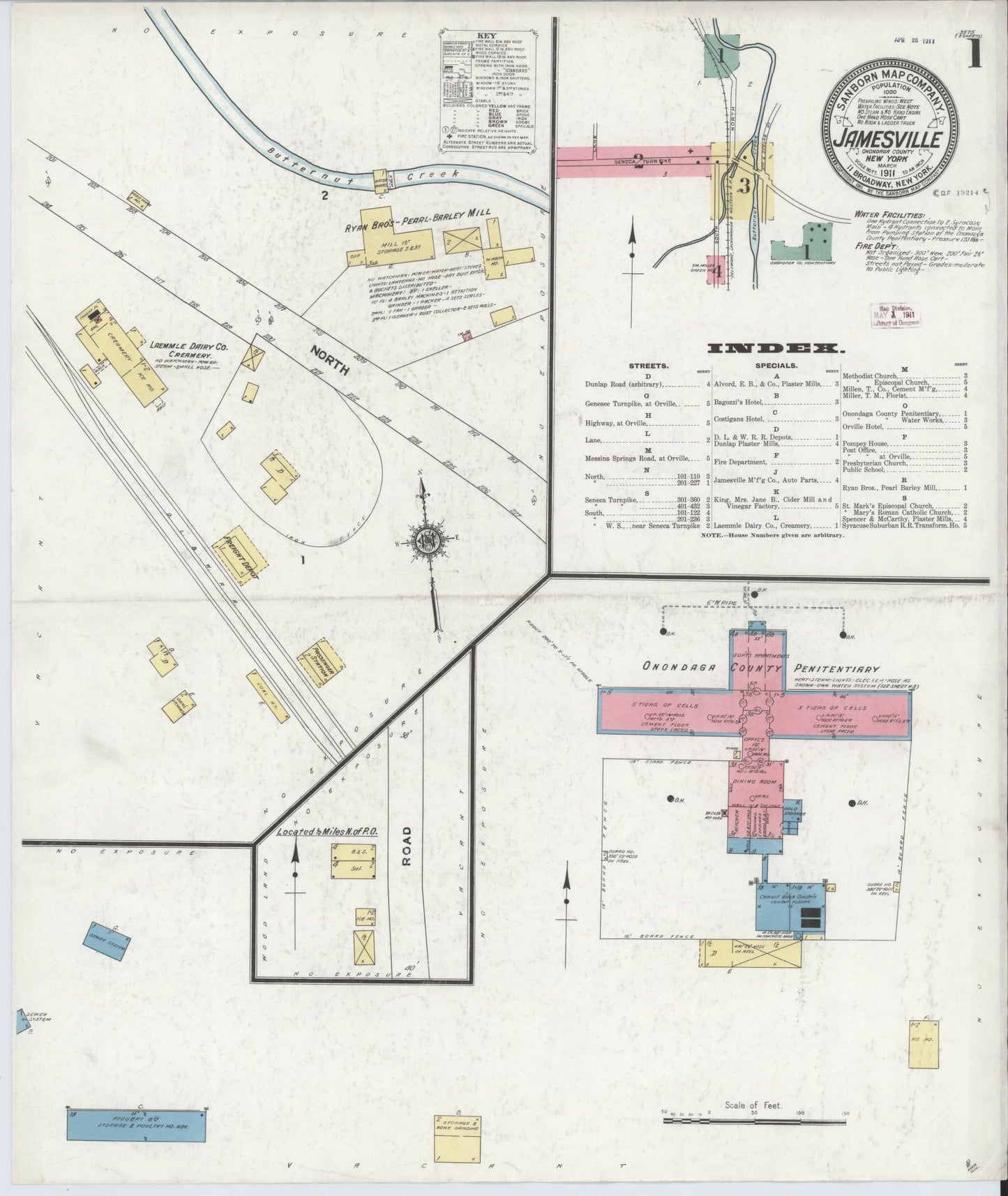 Sanborn Fire Insurance Map from Jamesville, Onondaga County, New York. (1911) – Historic Sanborn Fire Insurance Map Print
