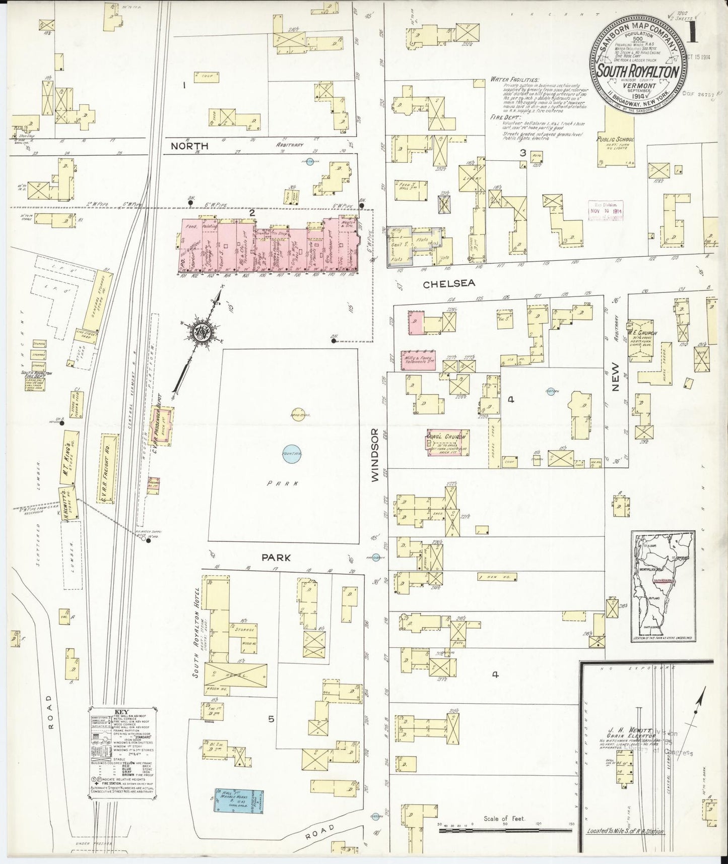 Sanborn Fire Insurance Map from South Royalton, Windsor County, Vermont. (1914) – Historic Sanborn Fire Insurance Map Print