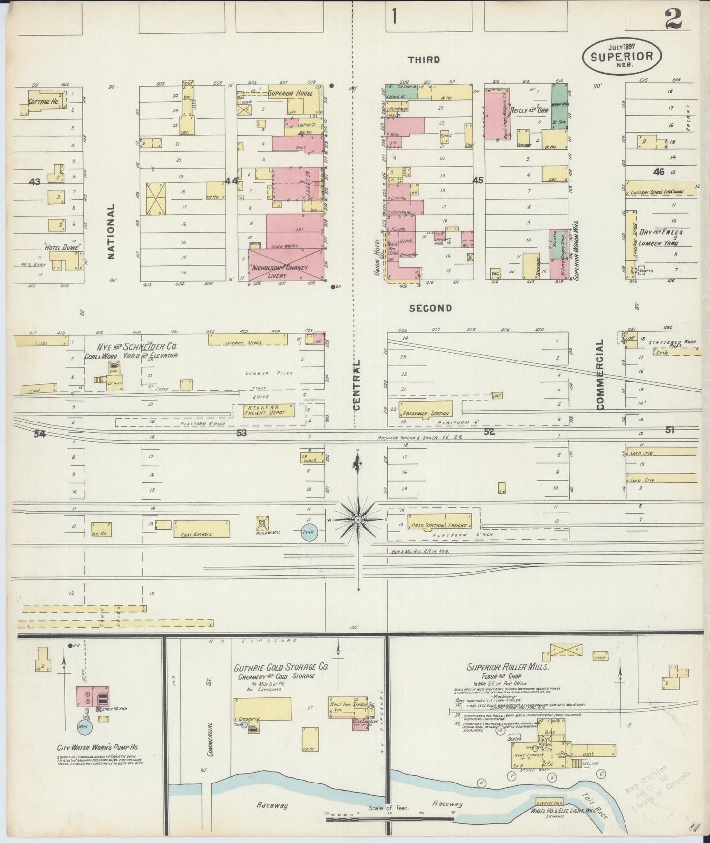 Sanborn Fire Insurance Map from Superior, Nuckolls County, Nebraska (1897), Sheet #0002 - Historic Sanborn Fire Insurance Map Print, vintage old map wall art, antique decor, genealogy gift, Nebraska Nebraska map