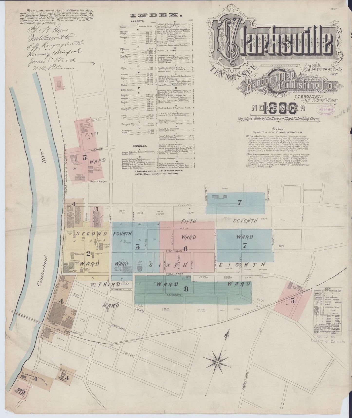 Sanborn Fire Insurance Map from Clarksville, Montgomery County, Tennessee. (1888) – Historic Sanborn Fire Insurance Map Print