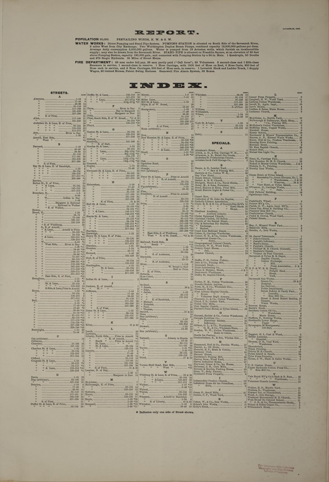 Sanborn Fire Insurance Map from Savannah, Chatham County, Georgia (1888), Sheet #0001 - Historic Sanborn Fire Insurance Map Print, vintage old map wall art, antique decor, genealogy gift, Georgia Georgia map