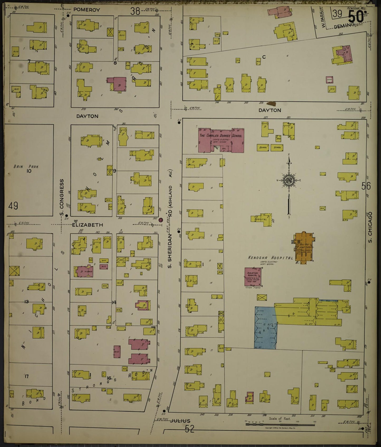 Sanborn Fire Insurance Map from Kenosha, Kenosha County, Wisconsin. (1918), Sheet 54