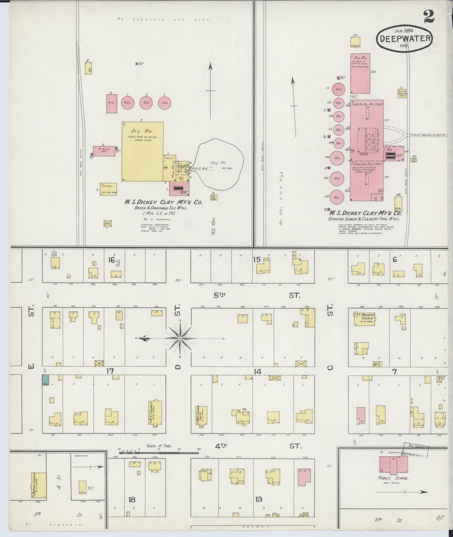 Sanborn Fire Insurance Map from Deepwater, Henry County, Missouri (1894), Sheet #0002 - Historic Sanborn Fire Insurance Map Print, vintage old map wall art, antique decor, genealogy gift, Missouri Missouri map