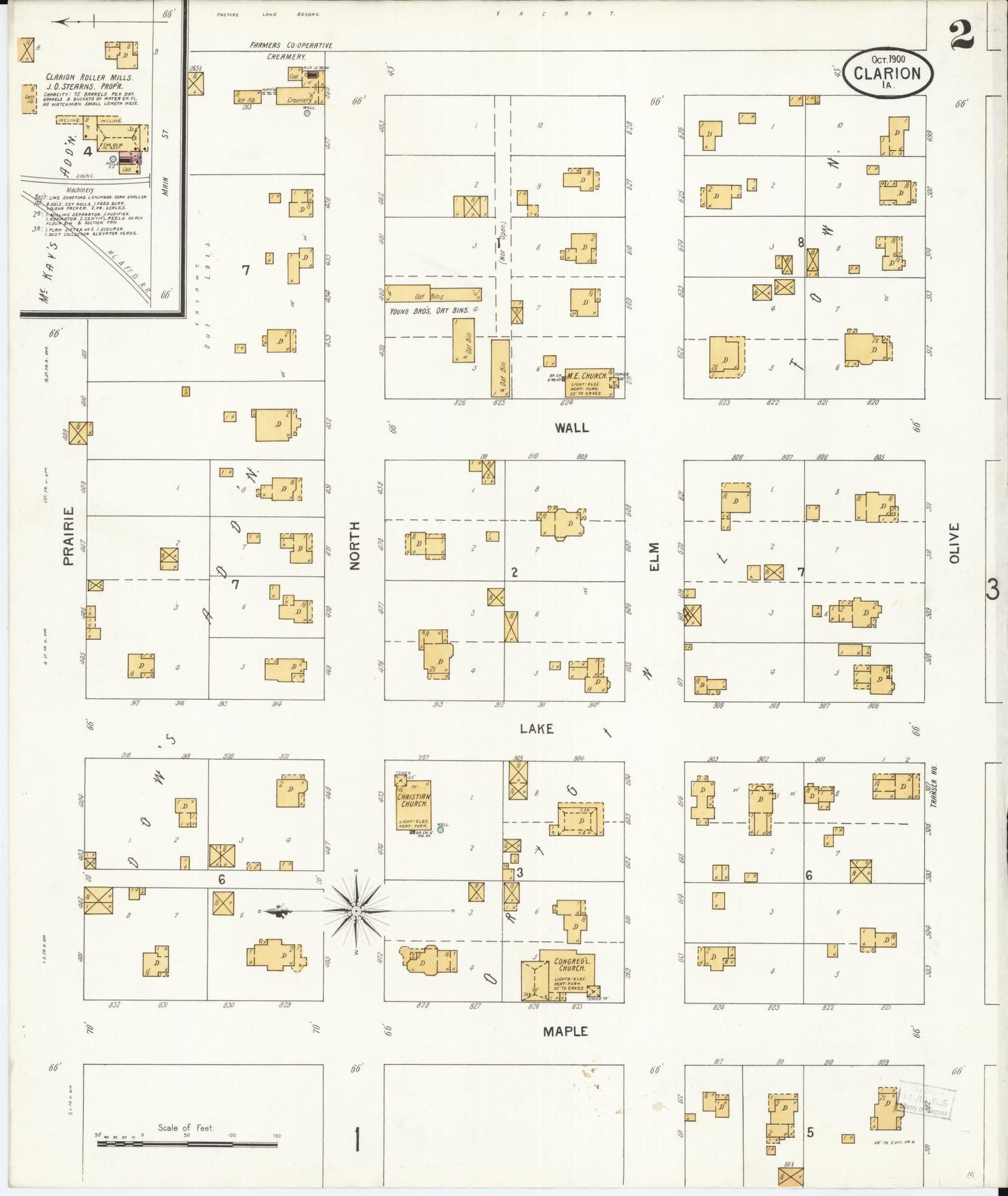 Sanborn Fire Insurance Map from Clarion, Wright County, Iowa (1900), Sheet #0002 - Historic Sanborn Fire Insurance Map Print, vintage old map wall art