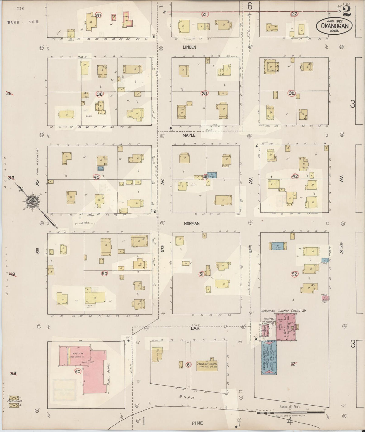 Sanborn Fire Insurance Map from Okanogan, Okanogan County, Washington (1945), Sheet #0002 - Historic Sanborn Fire Insurance Map Print, vintage old map wall art, antique decor, genealogy gift, Washington Washington map