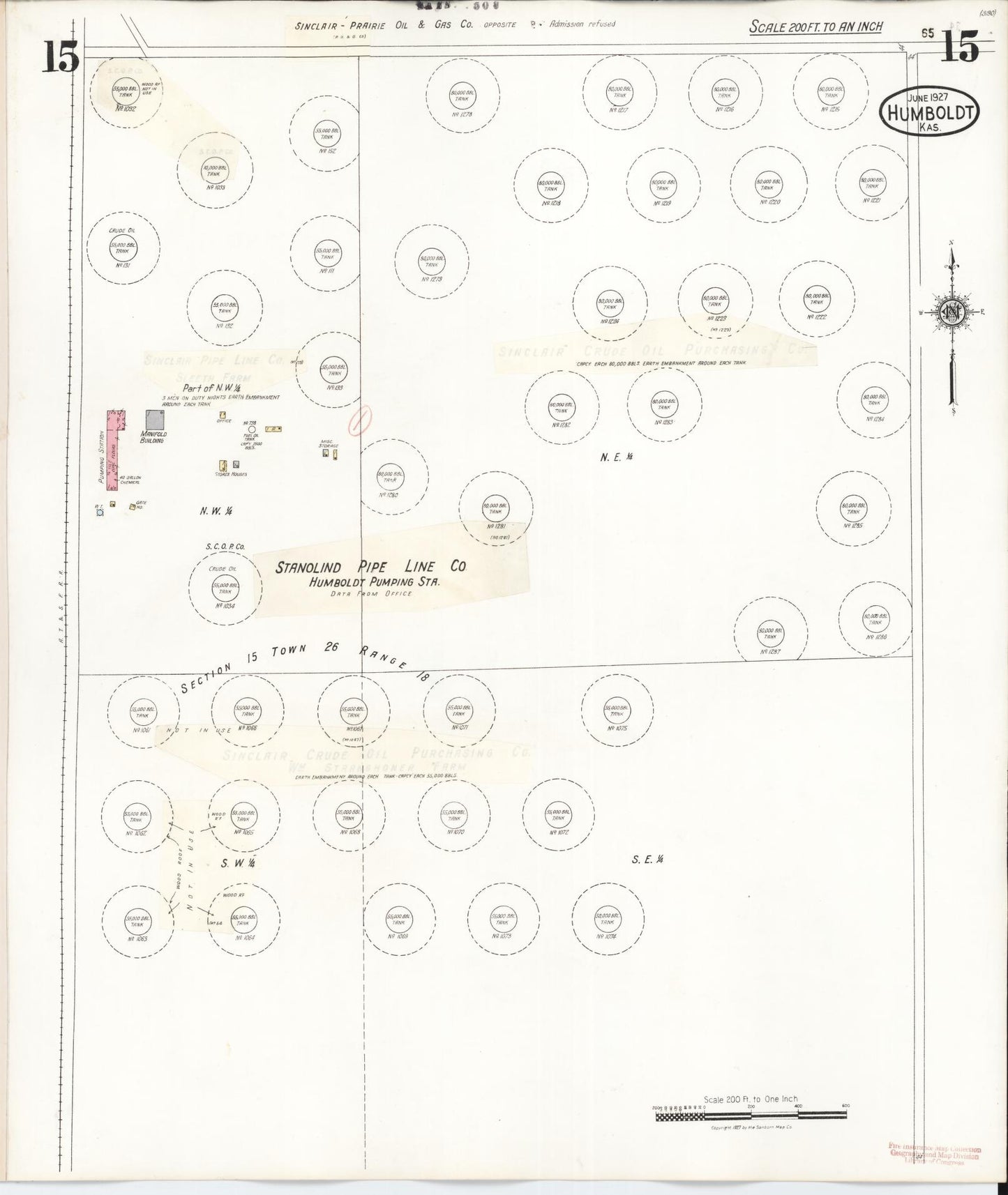 Sanborn Fire Insurance Map from Humboldt, Allen County, Kansas (1936), Sheet #0015 - Complete Map Set gallery image, historic Sanborn map, vintage wall art, Kansas Kansas