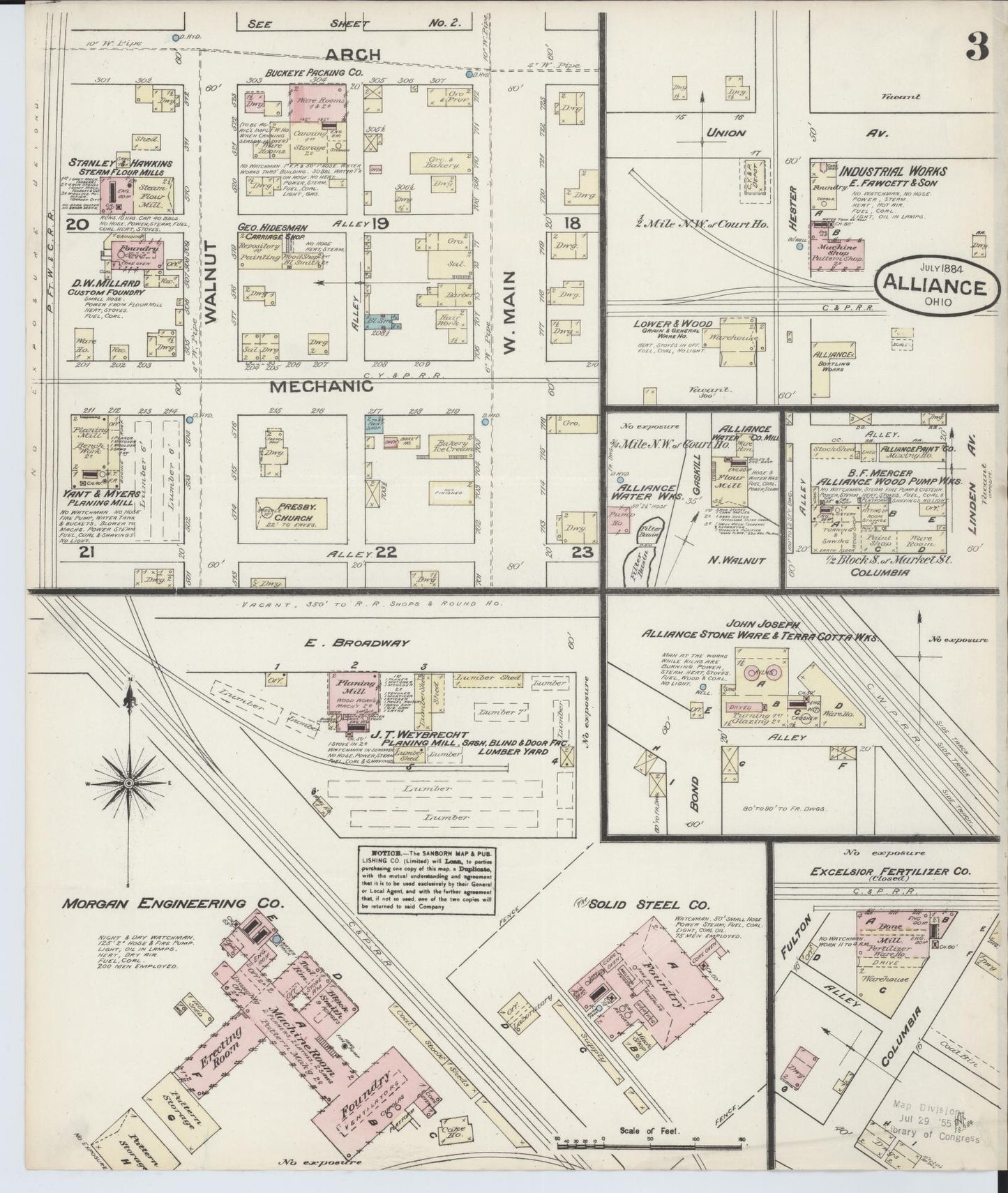 Sanborn Fire Insurance Map from Alliance, Stark County, Ohio (1884), Sheet #0003 - Complete Map Set gallery image, historic Sanborn map, vintage wall art, Ohio Ohio