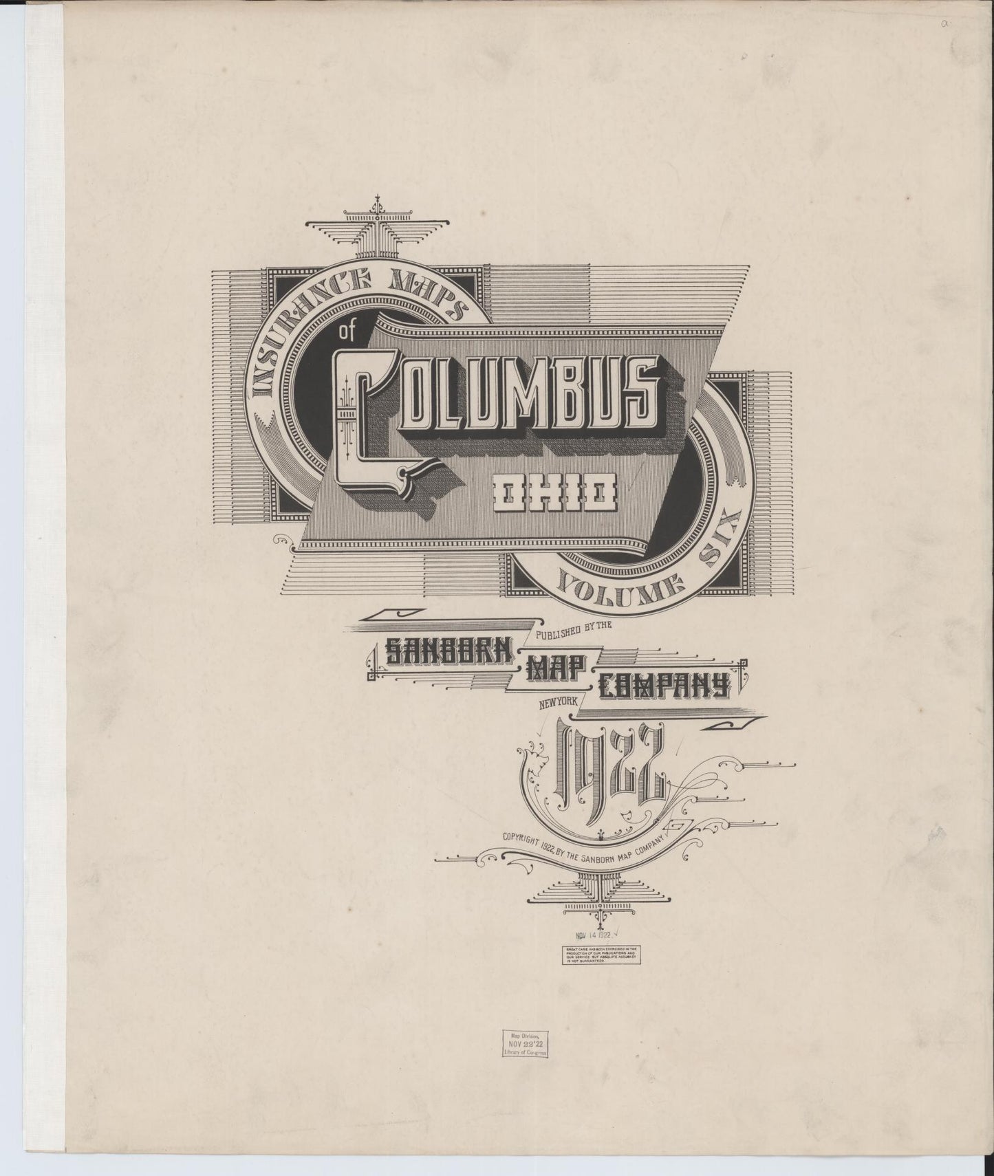 Sanborn Fire Insurance Map from Columbus, Franklin County, Ohio (1922), Sheet #0001 - Complete Map Set gallery image, historic Sanborn map, vintage wall art, Ohio Ohio