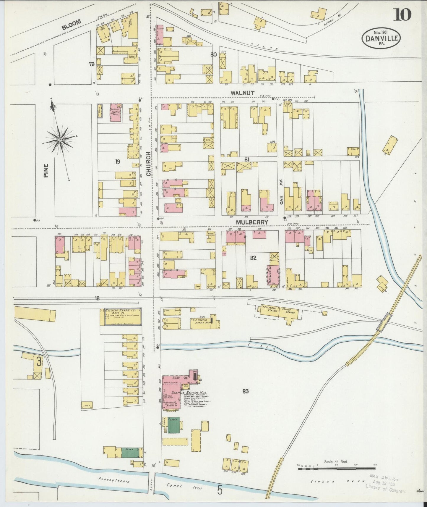 Sanborn Fire Insurance Map from Danville, Montour County, Pennsylvania (1901), Sheet #0010 - Historic Sanborn Fire Insurance Map Print, vintage old map wall art, antique decor, genealogy gift, Pennsylvania Pennsylvania map