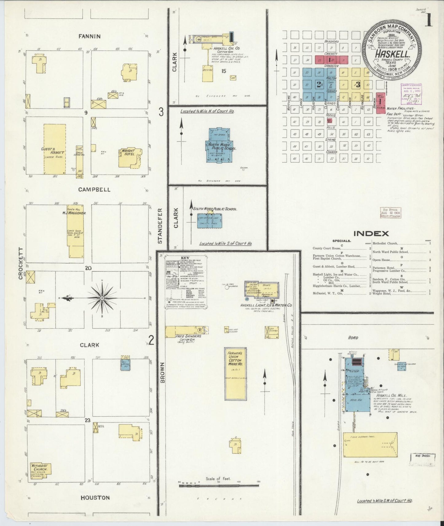 Sanborn Fire Insurance Map from Haskell, Haskell County, Texas. (1908) – Historic Sanborn Fire Insurance Map Print