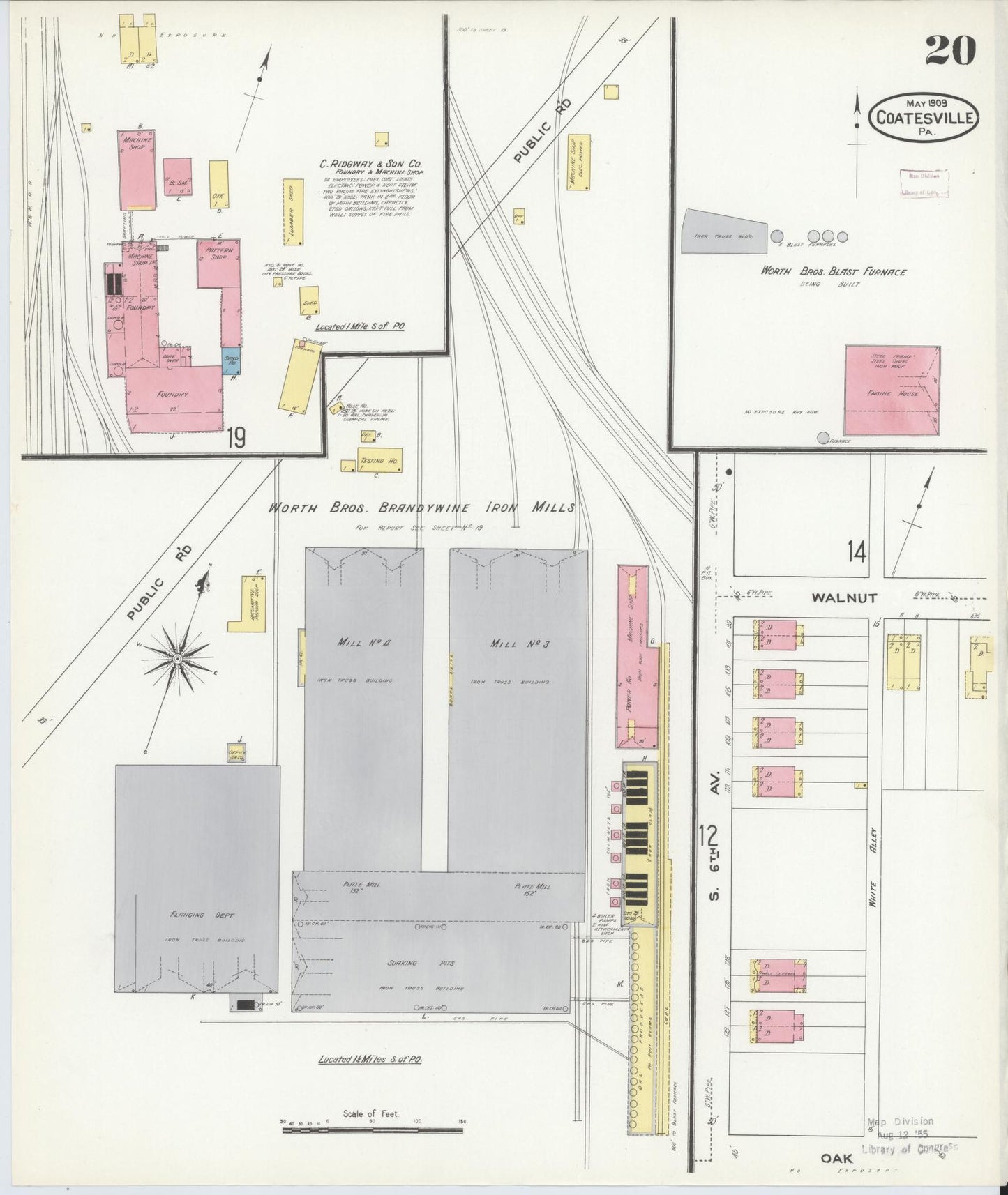 Sanborn Fire Insurance Map from Coatesville, Chester County, Pennsylvania (1909), Sheet #0020 - Historic Sanborn Fire Insurance Map Print, vintage old map wall art, antique decor, genealogy gift, Pennsylvania Pennsylvania map