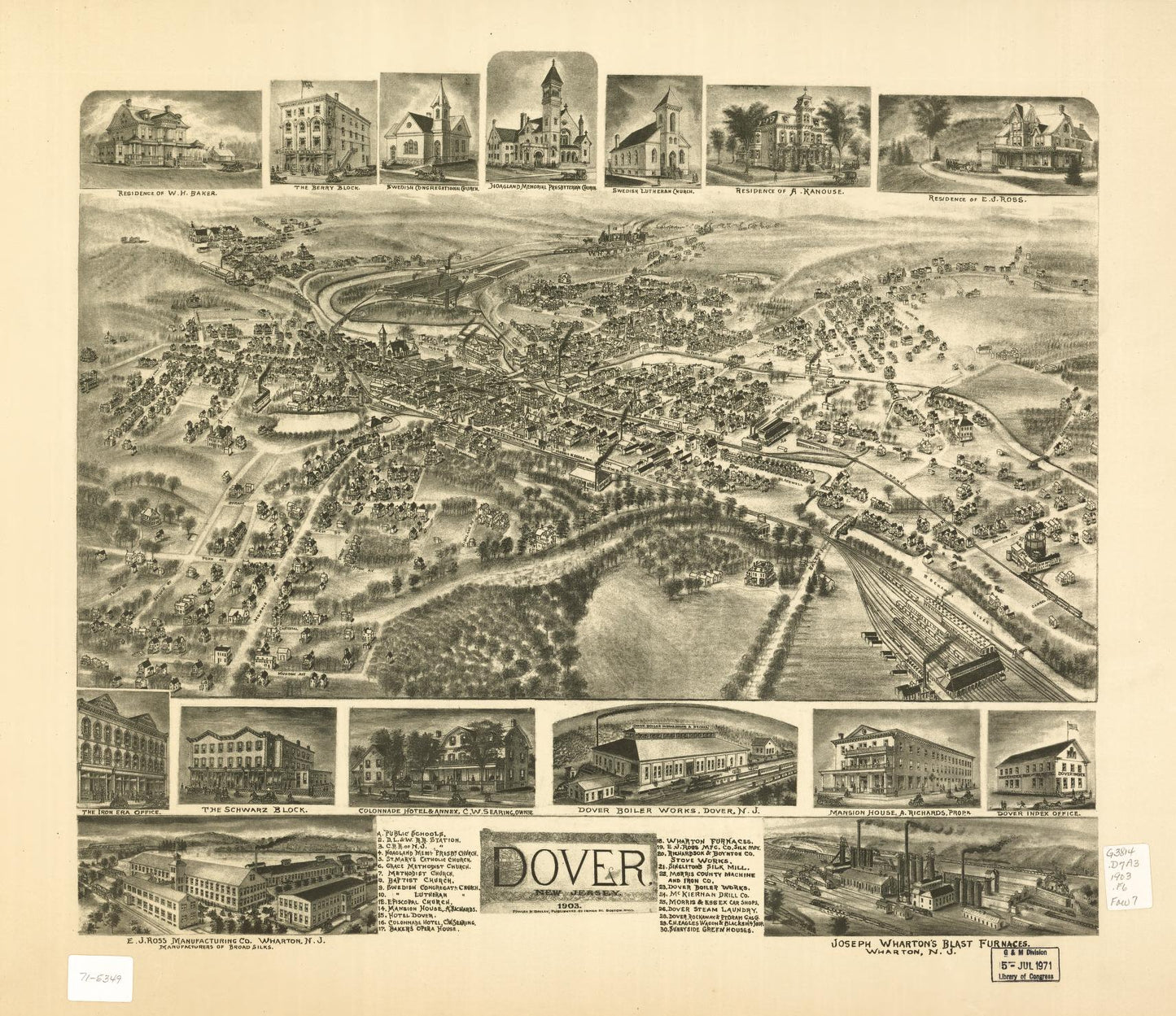 Dover, New Jersey 1903. (1903) – Historic Bird’s-Eye View Panorama Print