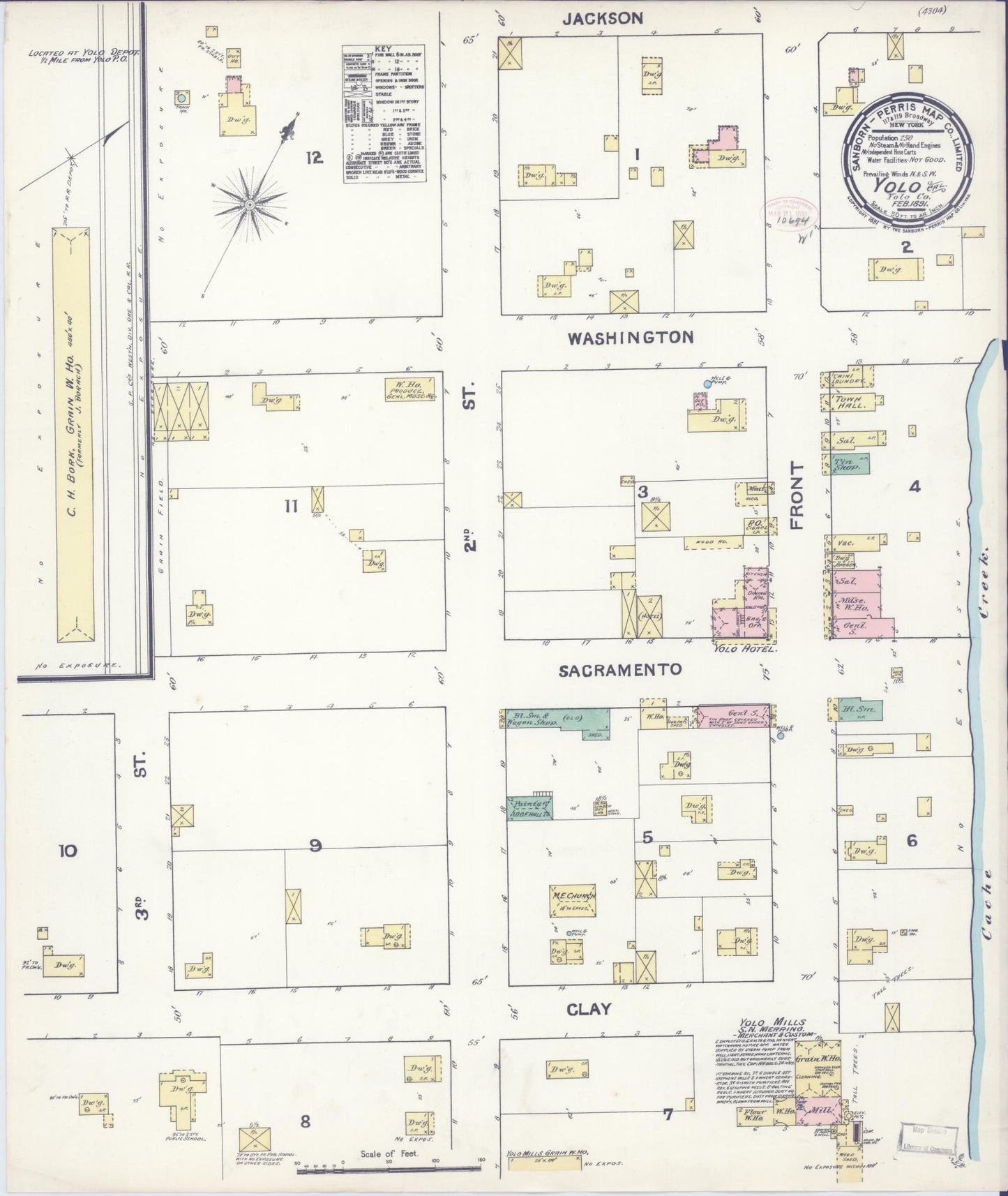 Sanborn Fire Insurance Map from Yolo, Yolo County, California. (1891) – Historic Sanborn Fire Insurance Map Print