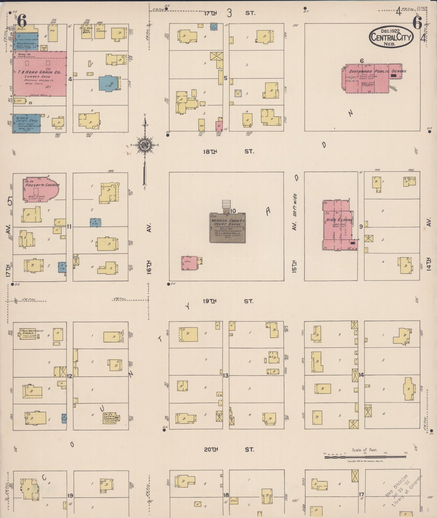 Sanborn Fire Insurance Map from Central City, Merrick County, Nebraska (1922), Sheet #0006 - Historic Sanborn Fire Insurance Map Print, vintage old map wall art, antique decor, genealogy gift, Nebraska Nebraska map