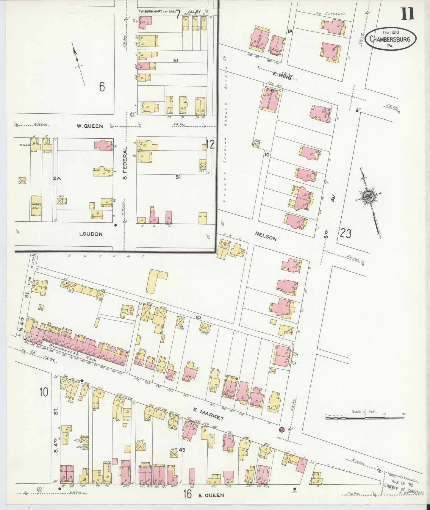 Sanborn Fire Insurance Map from Chambersburg, Franklin County, Pennsylvania (1910), Sheet #0011 - Historic Sanborn Fire Insurance Map Print, vintage old map wall art, antique decor, genealogy gift, Pennsylvania Pennsylvania map