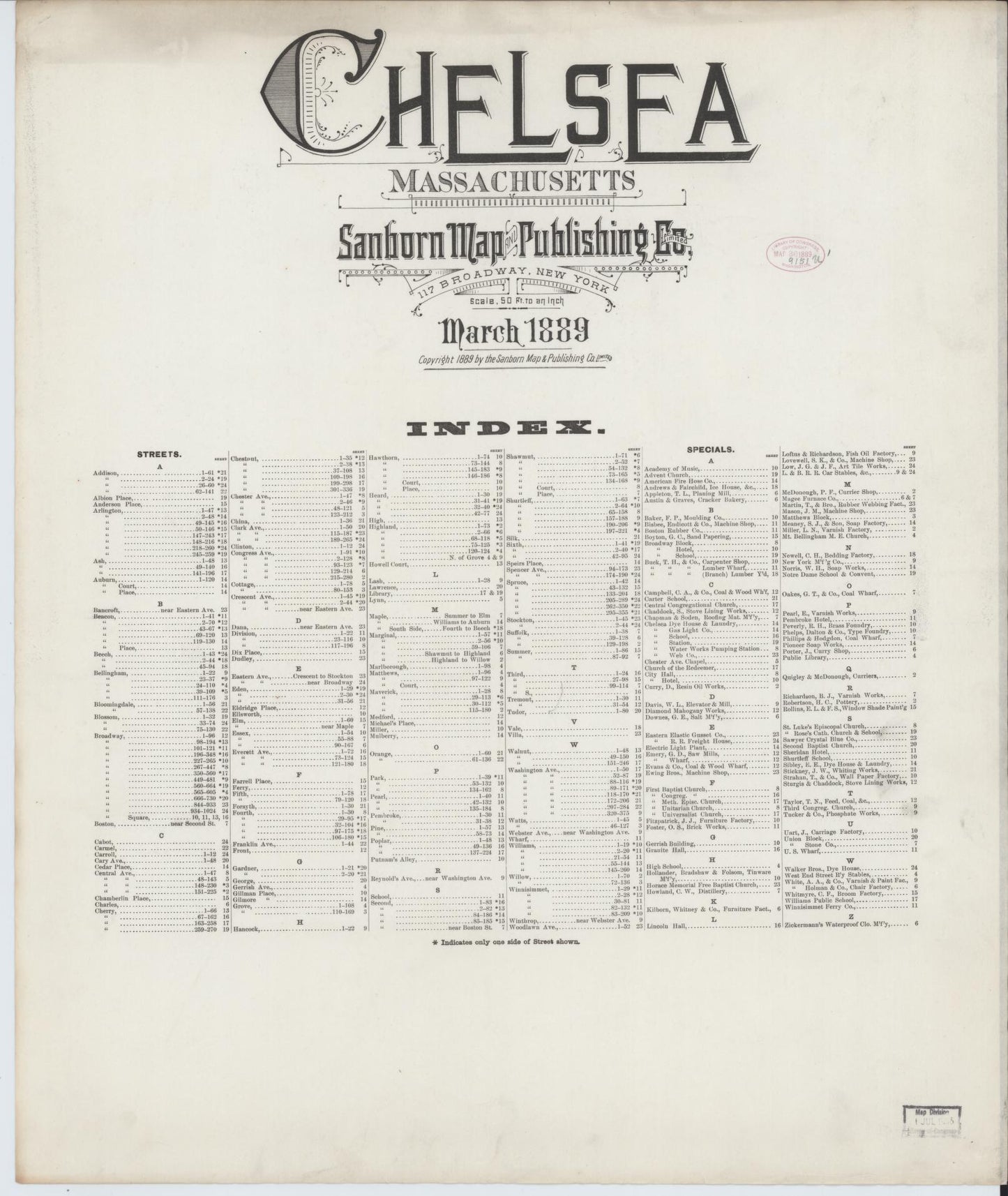 Sanborn Fire Insurance Map from Chelsea, Suffolk County, Massachusetts. (1889) – Historic Sanborn Fire Insurance Map Print