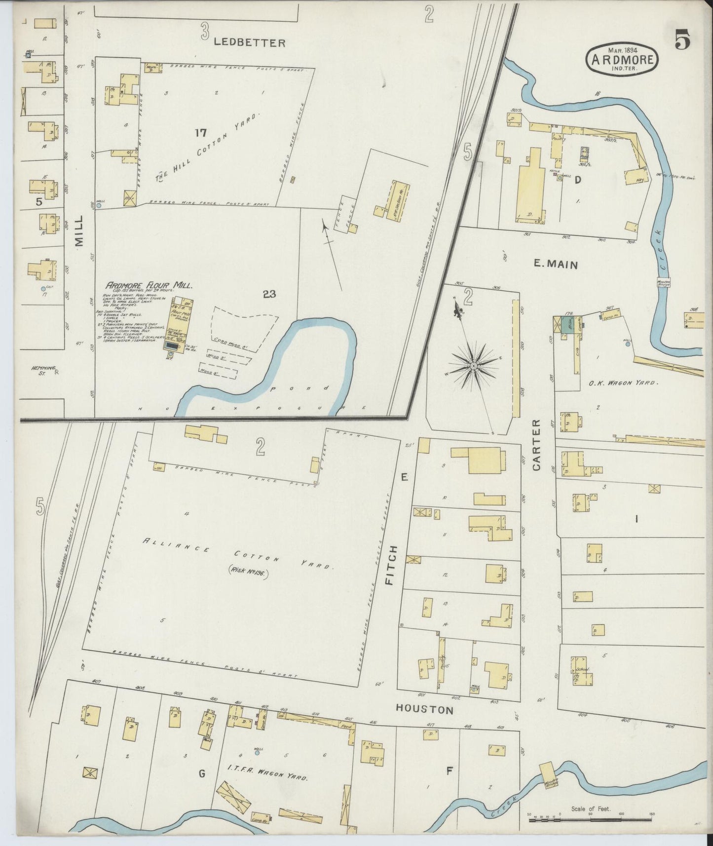Sanborn Fire Insurance Map from Ardmore, Carter County, Oklahoma (1894), Sheet #0005 - Complete Map Set gallery image, historic Sanborn map, vintage wall art, Oklahoma Oklahoma