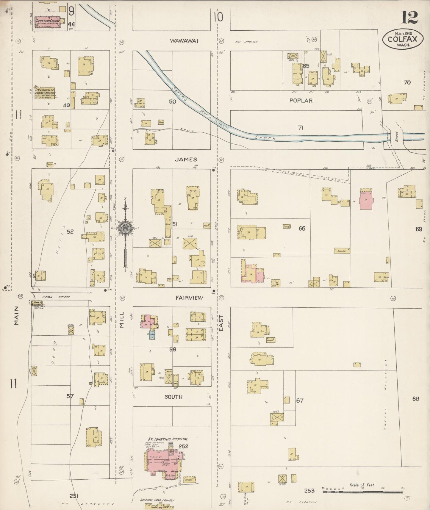 Sanborn Fire Insurance Map from Colfax, Whitman County, Washington (1912), Sheet #0012 - Complete Map Set gallery image, historic Sanborn map, vintage wall art, Washington Washington