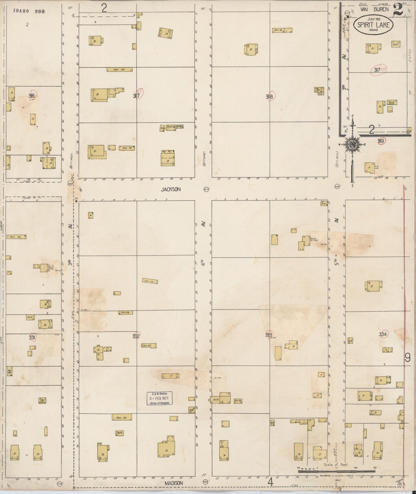 Sanborn Fire Insurance Map from Spirit Lake, Kootenai County, Idaho (1932), Sheet #0002 - Historic Sanborn Fire Insurance Map Print, vintage old map wall art, antique decor, genealogy gift, Idaho Idaho map