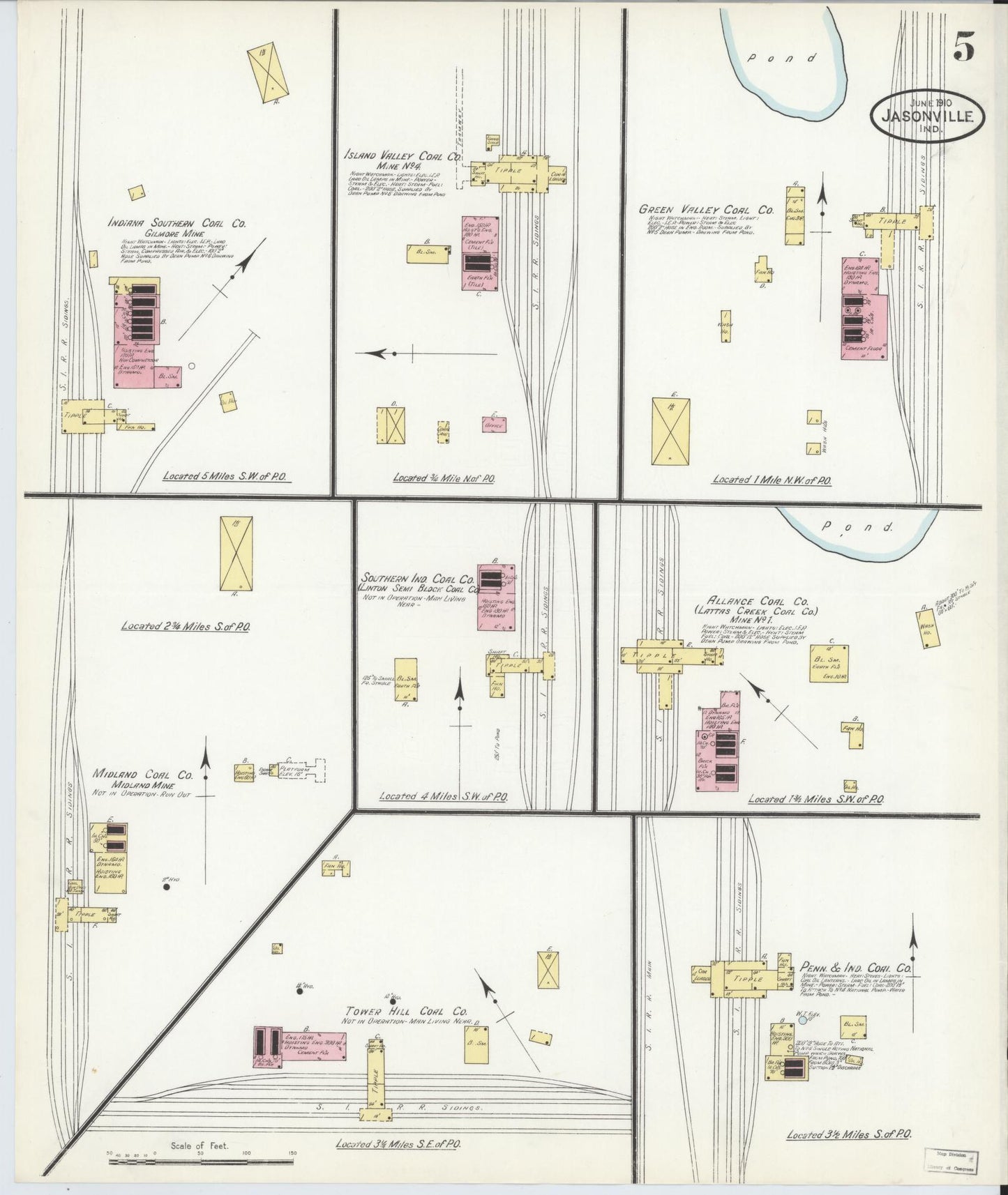 Sanborn Fire Insurance Map from Jasonville, Greene County, Indiana (1910), Sheet #0005 - Complete Map Set gallery image, historic Sanborn map, vintage wall art, Indiana Indiana