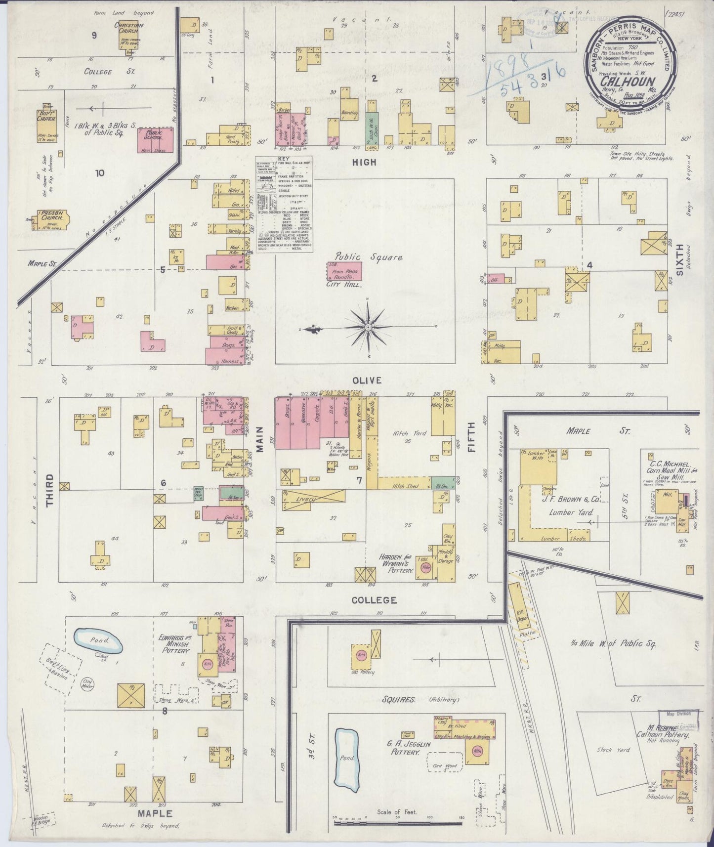 Sanborn Fire Insurance Map from Calhoun, Henry County, Missouri (1898), Sheet #0001 - Historic Sanborn Fire Insurance Map Print, vintage old map wall art, antique decor, genealogy gift, Missouri Missouri map