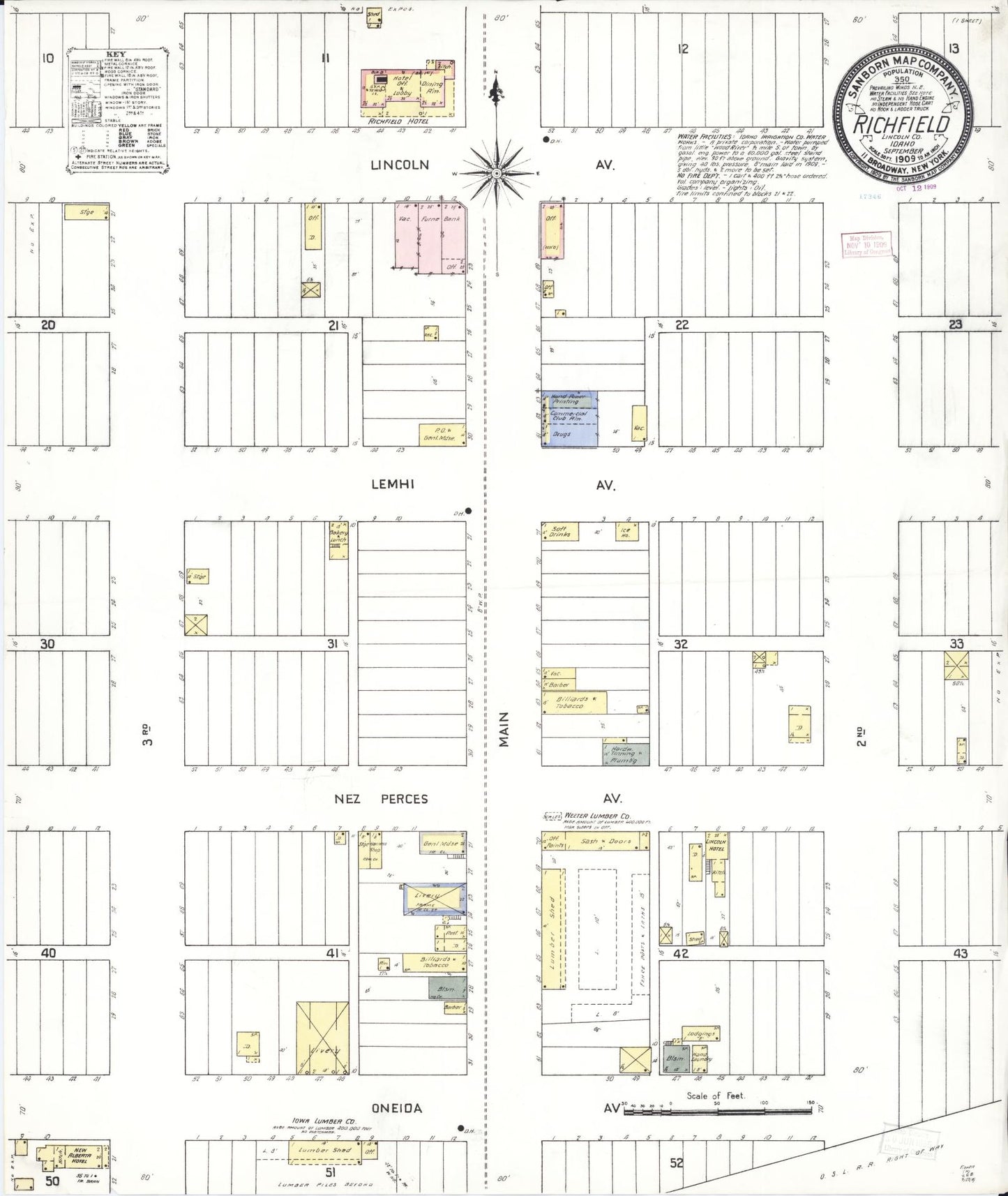 Sanborn Fire Insurance Map from Richfield, Lincoln County, Idaho (1909), Sheet #0001 - Historic Sanborn Fire Insurance Map Print, vintage old map wall art, antique decor, genealogy gift, Idaho Idaho map