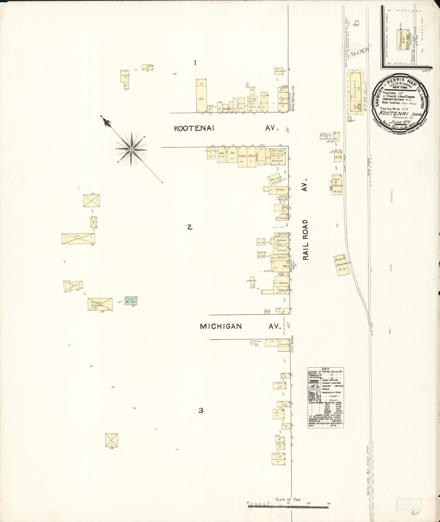 Sanborn Fire Insurance Map from Kootenai, Bonner County, Idaho (1891), Sheet #0001 - Historic Sanborn Fire Insurance Map Print, vintage old map wall art, antique decor, genealogy gift, Idaho Idaho map