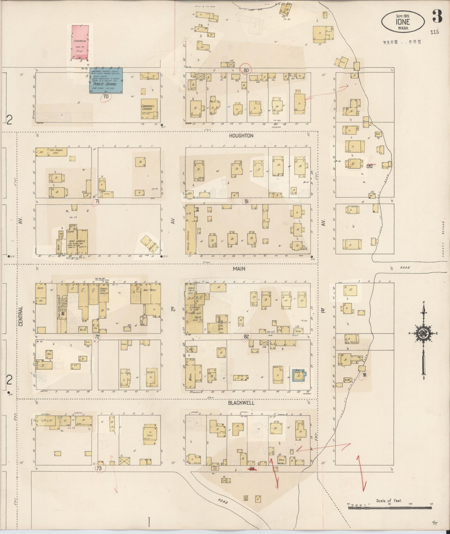 Sanborn Fire Insurance Map from Ione, Pend Oreille County, Washington (1932), Sheet #0003 - Complete Map Set gallery image, historic Sanborn map, vintage wall art, Washington Washington