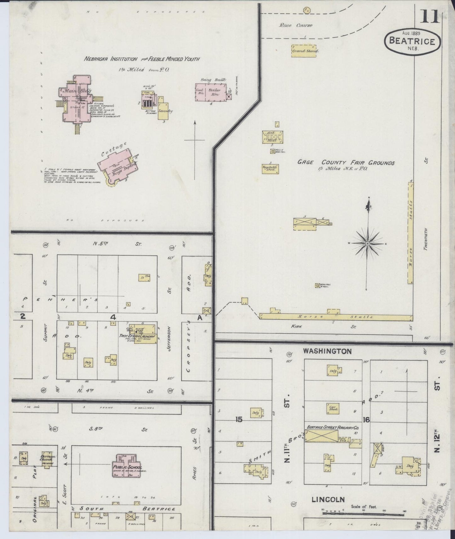 Sanborn Fire Insurance Map from Beatrice, Gage County, Nebraska (1889), Sheet #0011 - Complete Map Set gallery image, historic Sanborn map, vintage wall art, Nebraska Nebraska