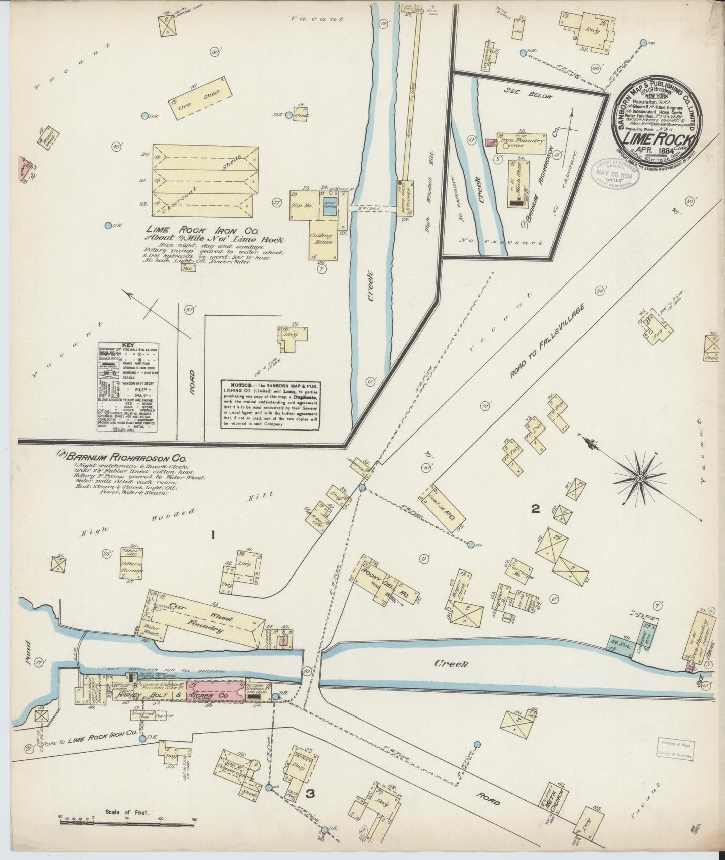 Sanborn Fire Insurance Map from Lime Rock, Litchfield County, Connecticut. (1884) – Historic Sanborn Fire Insurance Map Print
