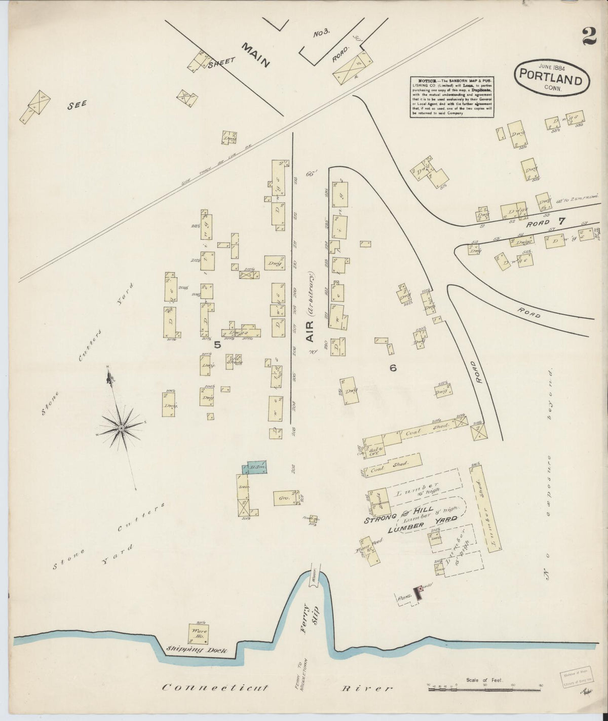 Sanborn Fire Insurance Map from Portland, Middlesex County, Connecticut (1884), Sheet #0002 - Historic Sanborn Fire Insurance Map Print, vintage old map wall art, antique decor, genealogy gift, Connecticut Connecticut map