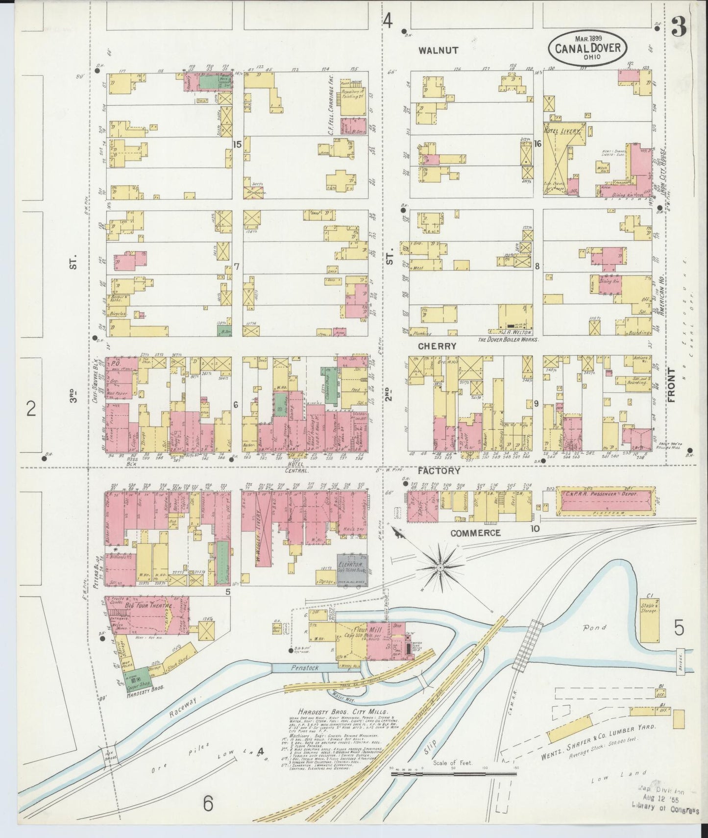 Sanborn Fire Insurance Map from Canal Dover, Tuscarawas County, Ohio (1899), Sheet #0003 - Complete Map Set gallery image, historic Sanborn map, vintage wall art, Ohio Ohio