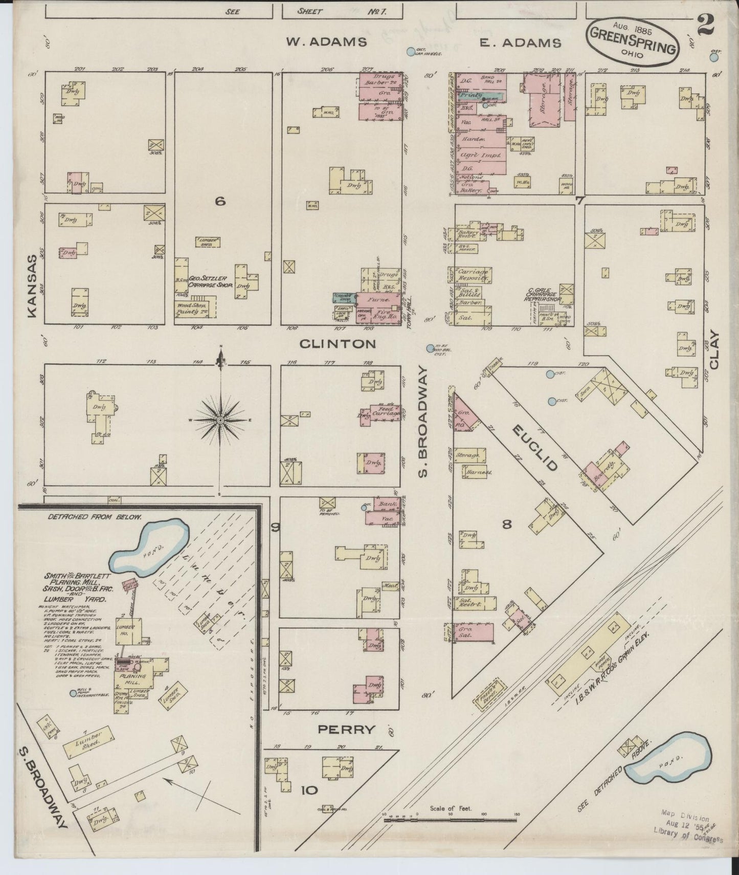 Sanborn Fire Insurance Map from Green Springs, Sandusky And Seneca Counties, Ohio (1885), Sheet #0002 - Complete Map Set gallery image, historic Sanborn map, vintage wall art, Ohio Ohio