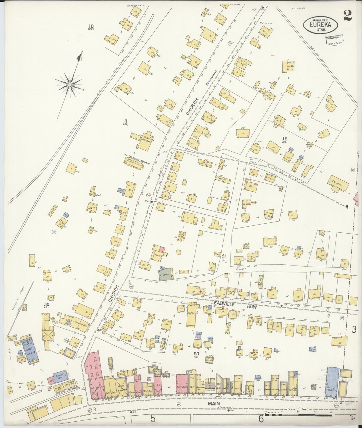 Sanborn Fire Insurance Map from Eureka, Juab County, Utah (1908), Sheet #0002 - Historic Sanborn Fire Insurance Map Print, vintage old map wall art, antique decor, genealogy gift, Utah Utah map