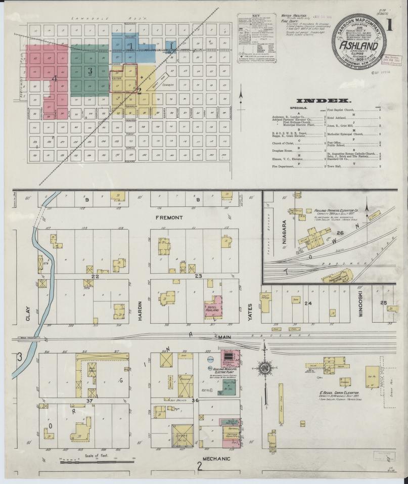 Sanborn Fire Insurance Map from Ashland, Cass County, Illinois. (1909) – Map View