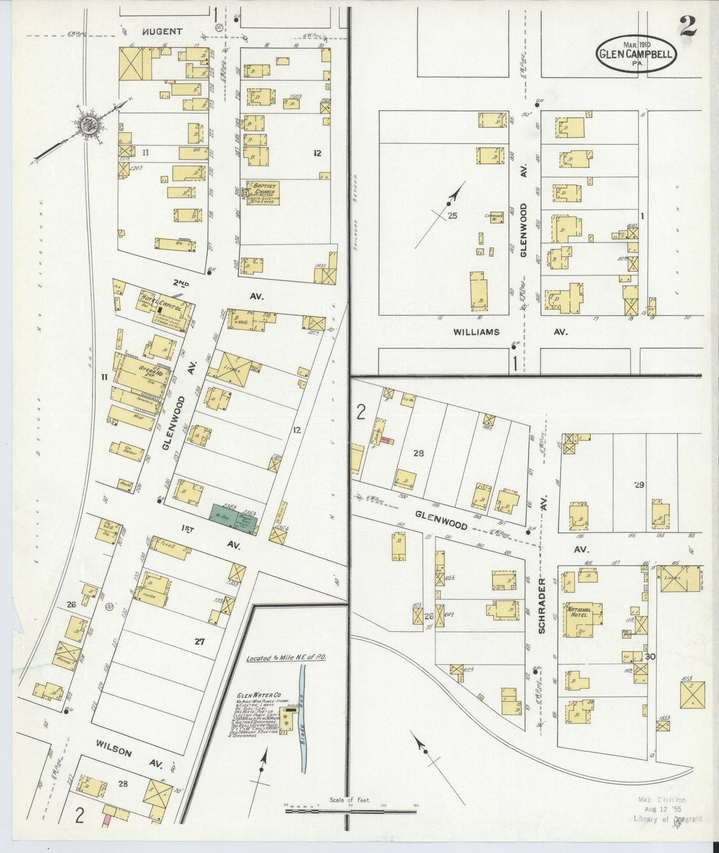 Sanborn Fire Insurance Map from Glen Campbell, Indiana County, Pennsylvania (1910), Sheet #0002 - Complete Map Set gallery image, historic Sanborn map, vintage wall art, Glen Campbell Indiana