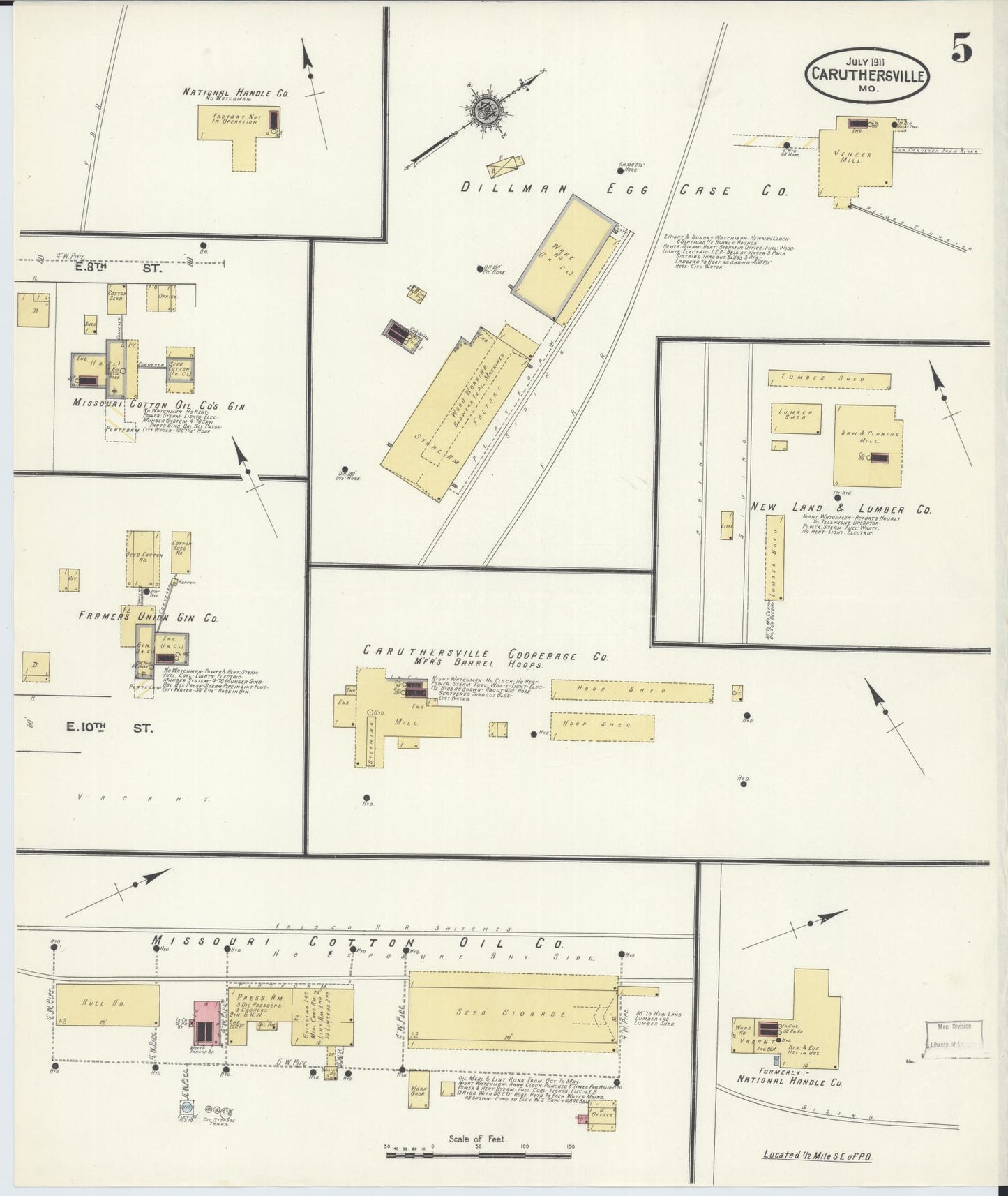 Sanborn Fire Insurance Map from Caruthersville, Pemiscot County, Missouri (1911), Sheet #0005 - Complete Map Set gallery image, historic Sanborn map, vintage wall art, Missouri Missouri