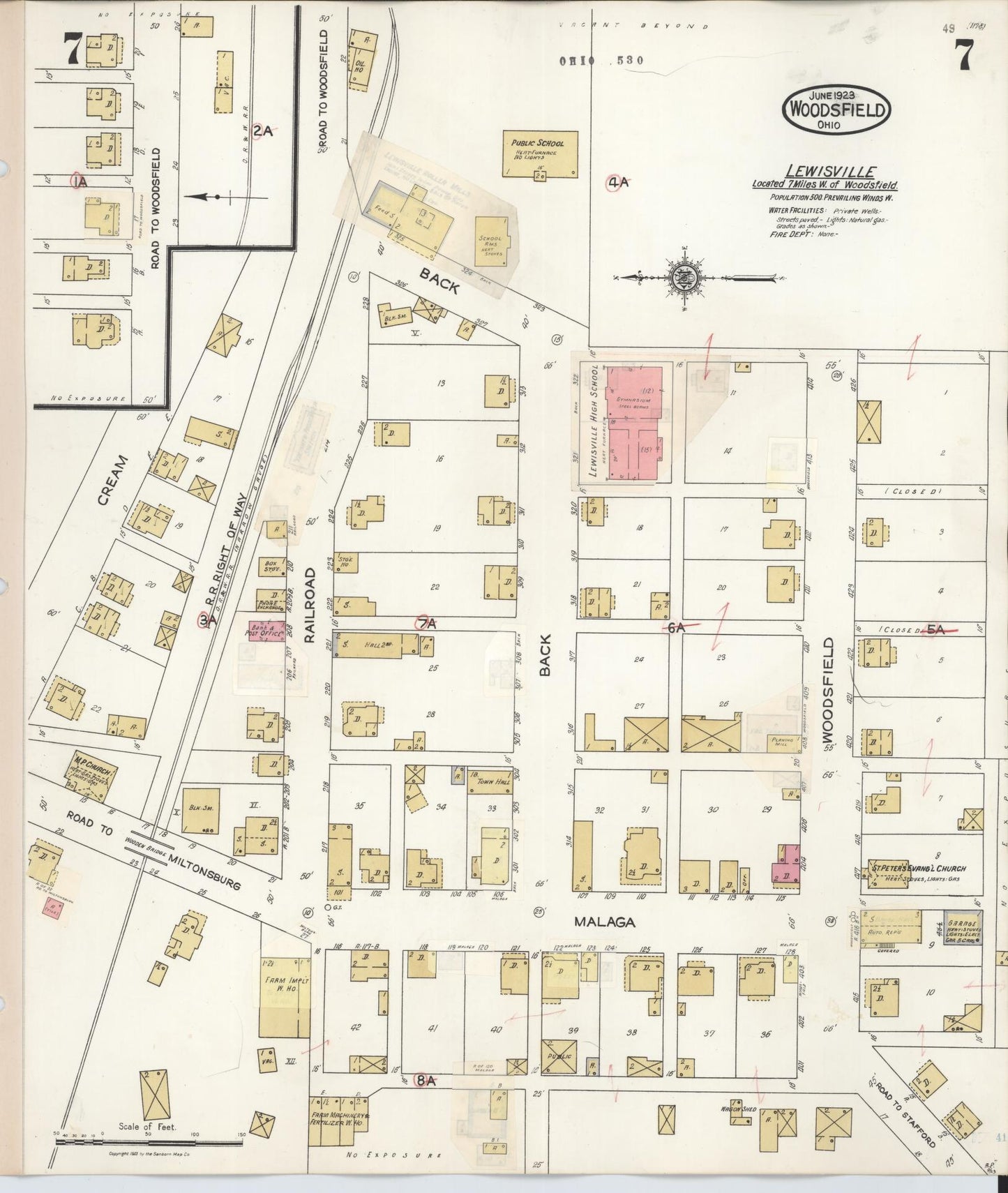 Sanborn Fire Insurance Map from Woodsfield, Monroe County, Ohio (1949), Sheet #0007 - Complete Map Set gallery image, historic Sanborn map, vintage wall art, Ohio Ohio