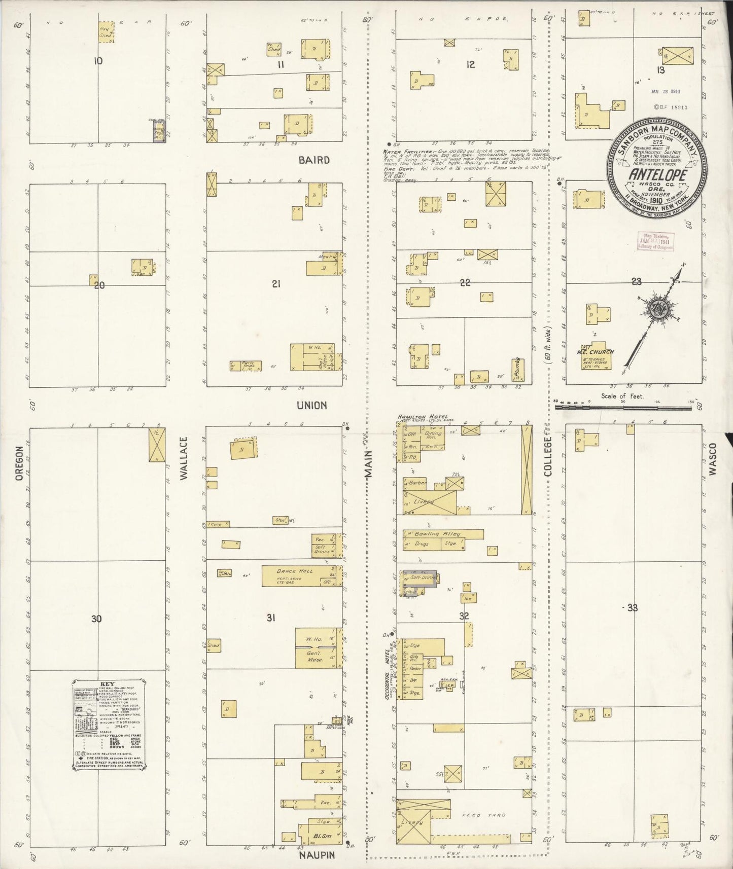 Sanborn Fire Insurance Map from Antelope, Wasco County, Oregon. (1910) – Historic Sanborn Fire Insurance Map Print