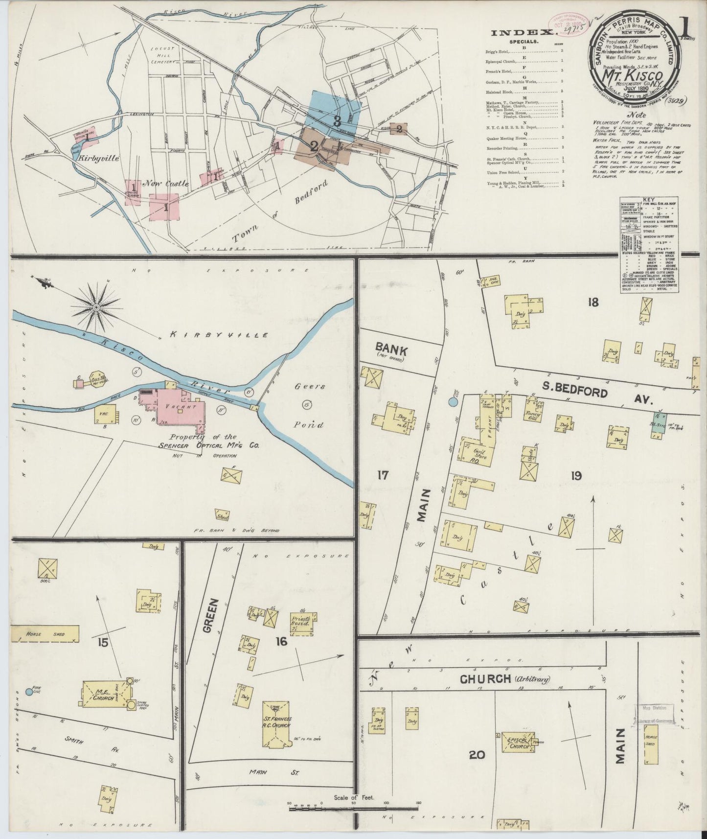 Sanborn Fire Insurance Map from Mount Kisco, Westchester County, New York. (1890) – Historic Sanborn Fire Insurance Map Print