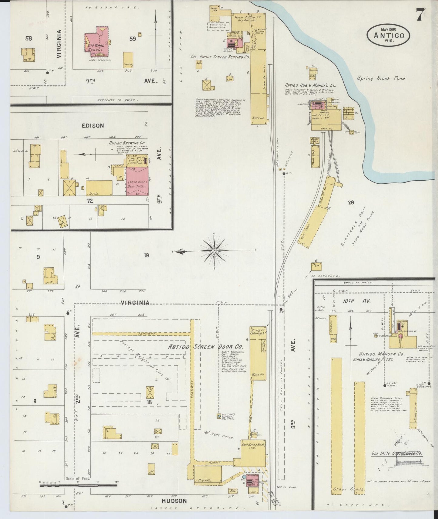 Sanborn Fire Insurance Map from Antigo, Langlade County, Wisconsin (1898), Sheet #0007 - Complete Map Set gallery image, historic Sanborn map, vintage wall art, Wisconsin Wisconsin