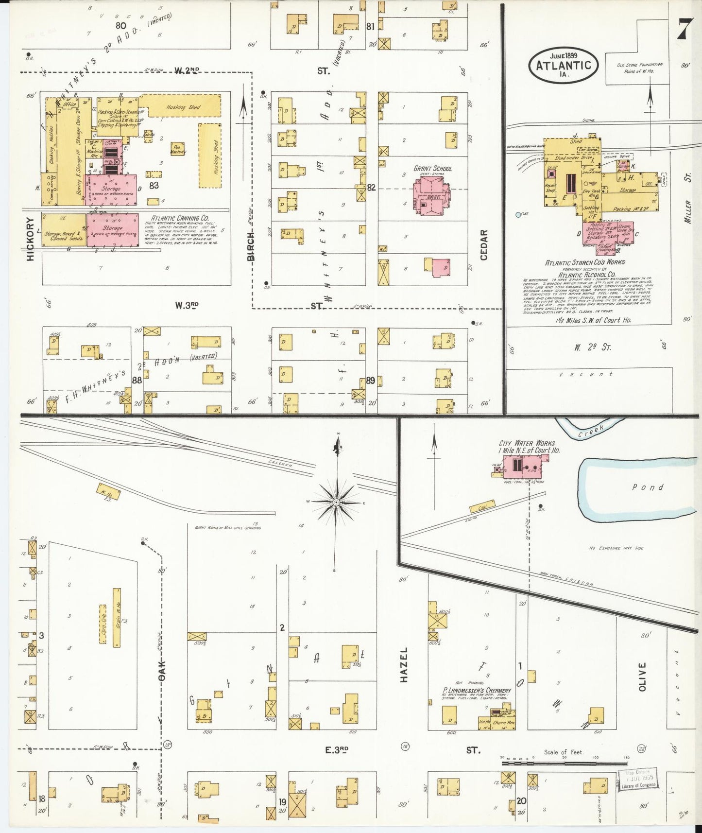 Sanborn Fire Insurance Map from Atlantic, Cass County, Iowa (1899), Sheet #0007 - Historic Sanborn Fire Insurance Map Print, vintage old map wall art