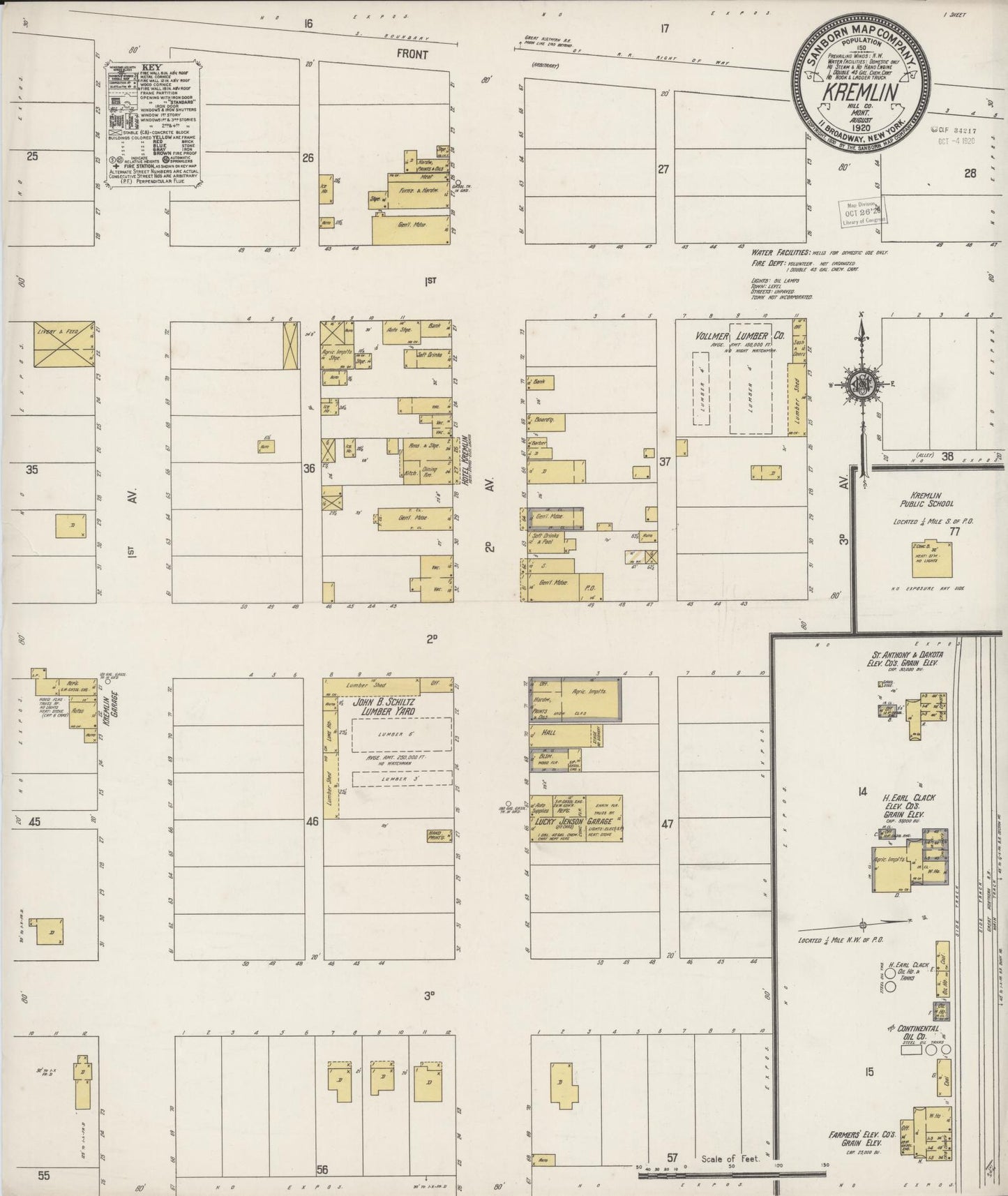 Sanborn Fire Insurance Map from Kremlin, Hill County, Montana (1920), Sheet #0001 - Historic Sanborn Fire Insurance Map Print, vintage old map wall art, antique decor, genealogy gift, Montana Montana map